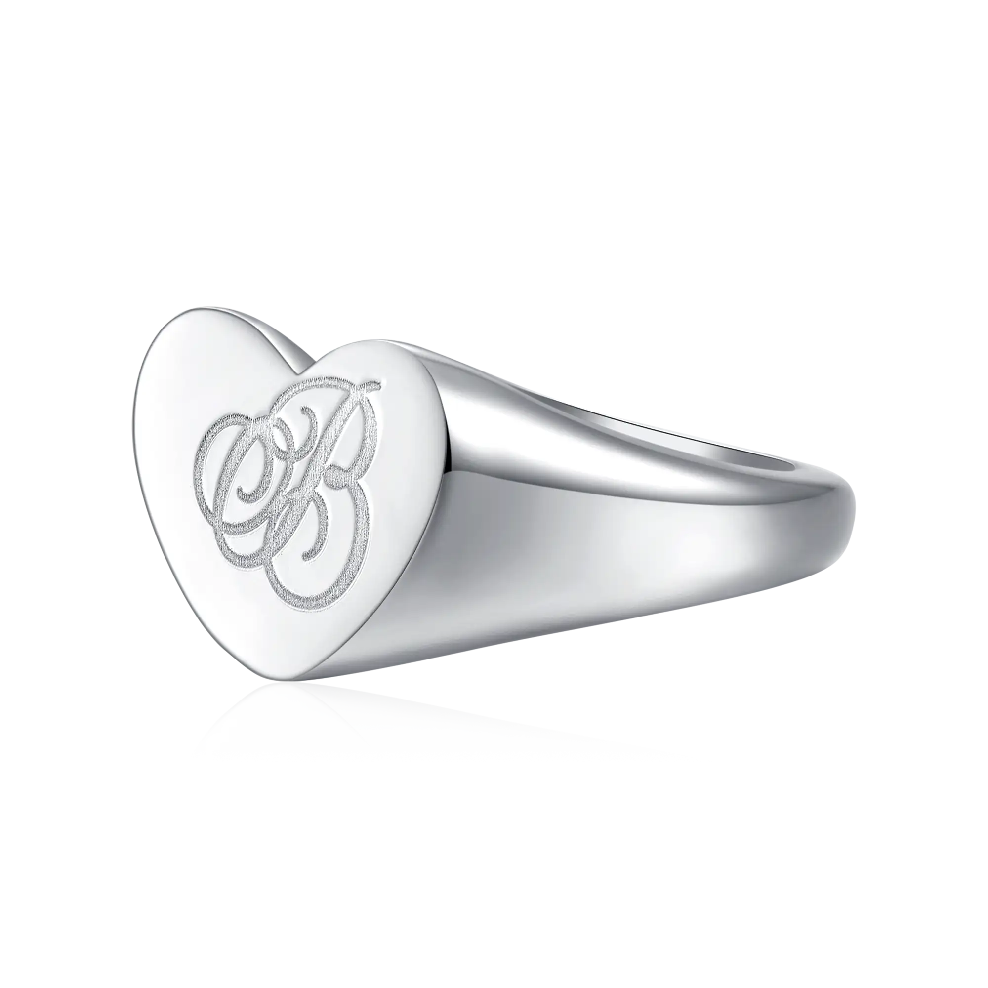 Custom Heart Signet Ring - Letter - Image 3