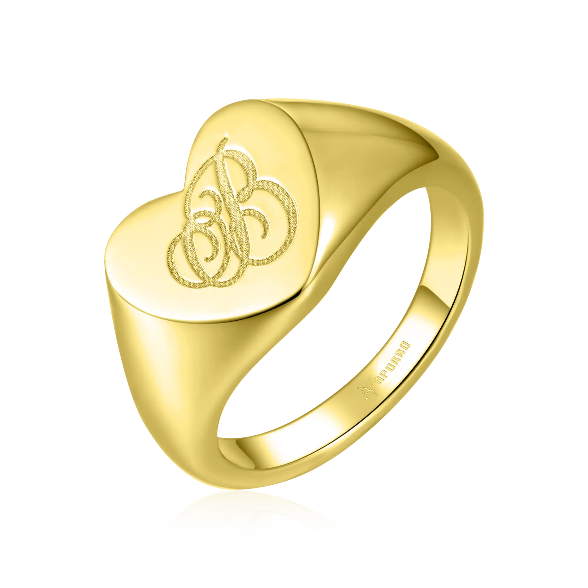 Custom Heart Signet Ring - Letter - Image 4
