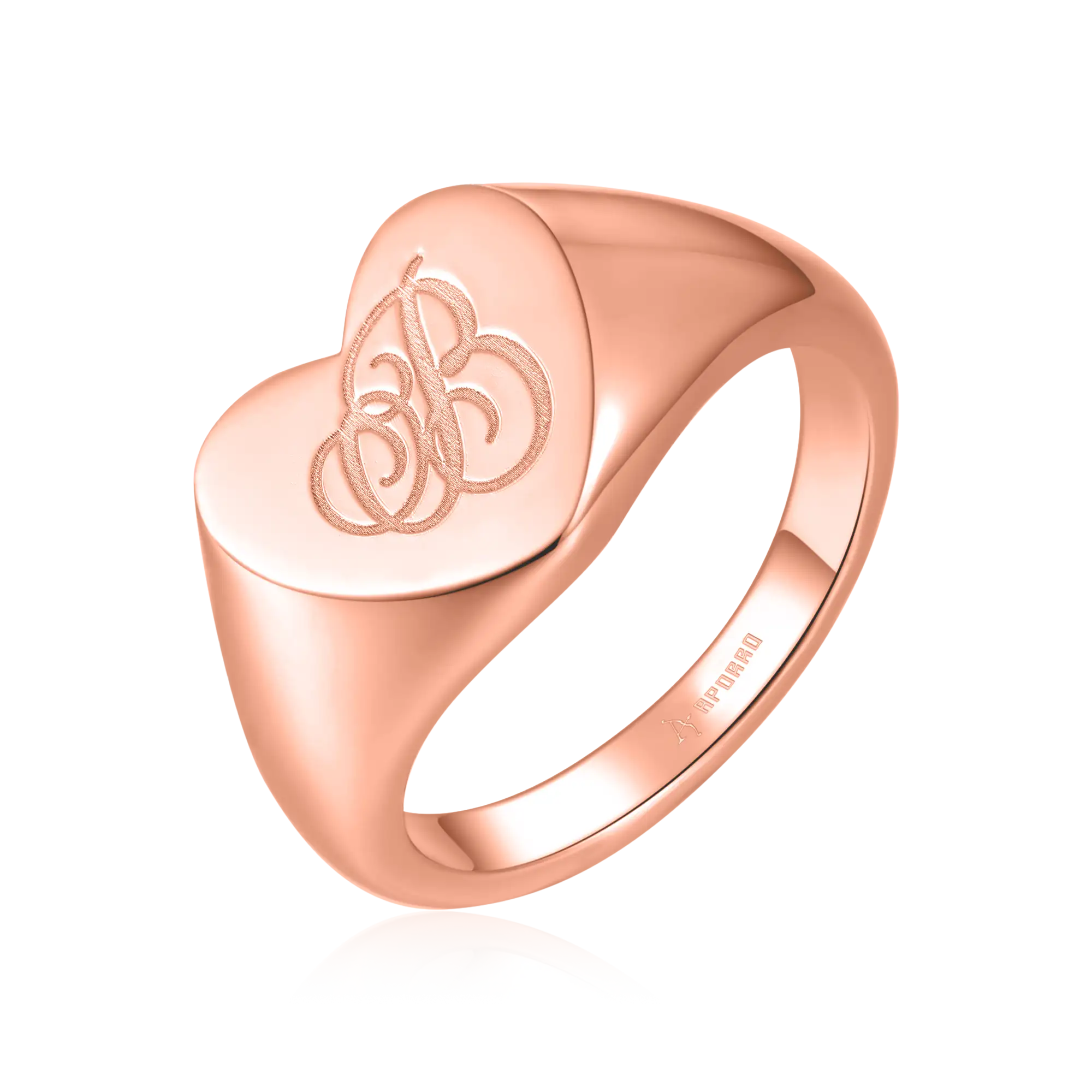 Custom Heart Signet Ring - Letter - Image 7