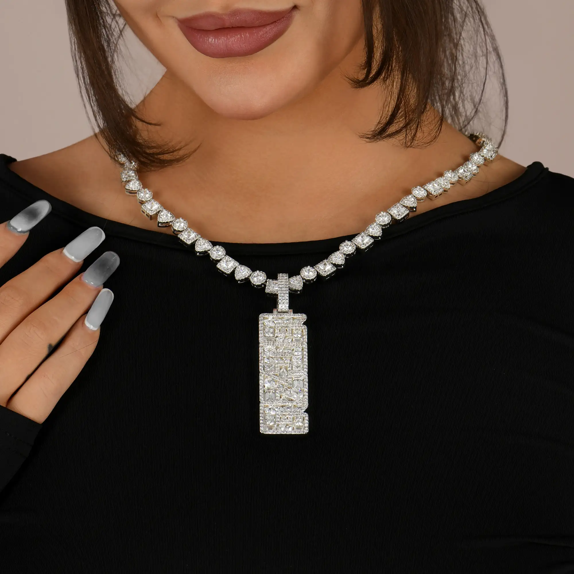 Custom Iced Mix-cut Vertical Pendant - Image 10