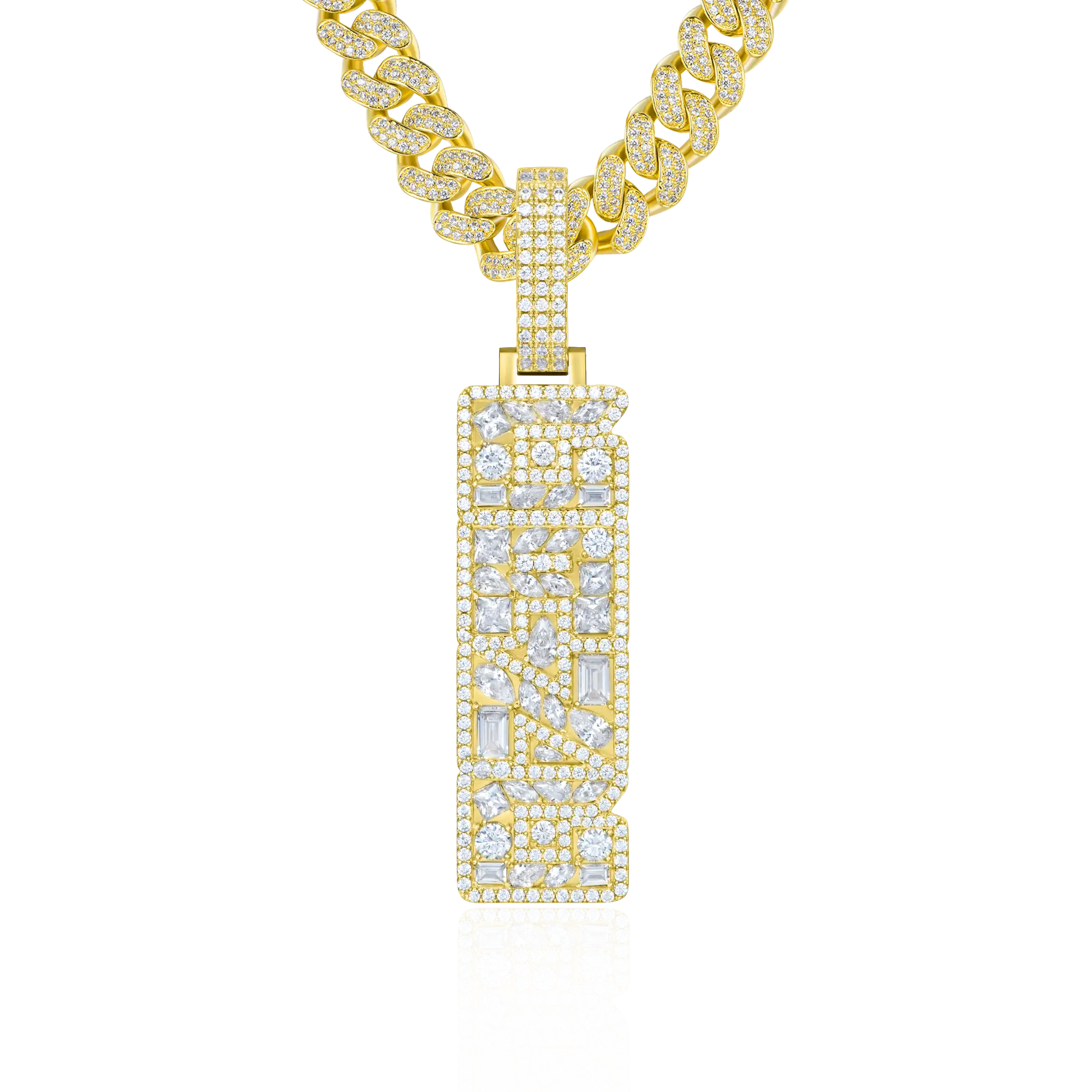 Custom Iced Mix-cut Vertical Pendant - Image 12