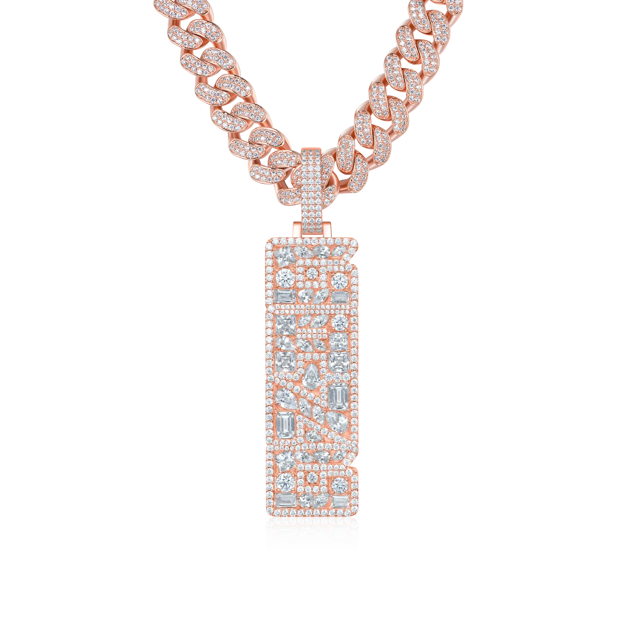 Custom Iced Mix-cut Vertical Pendant - Image 8