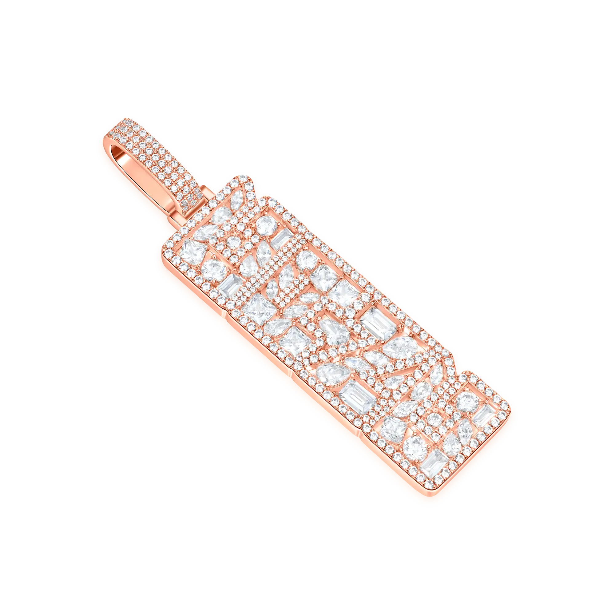 Custom Iced Mix-cut Vertical Pendant - Width - 21mm - Image 6