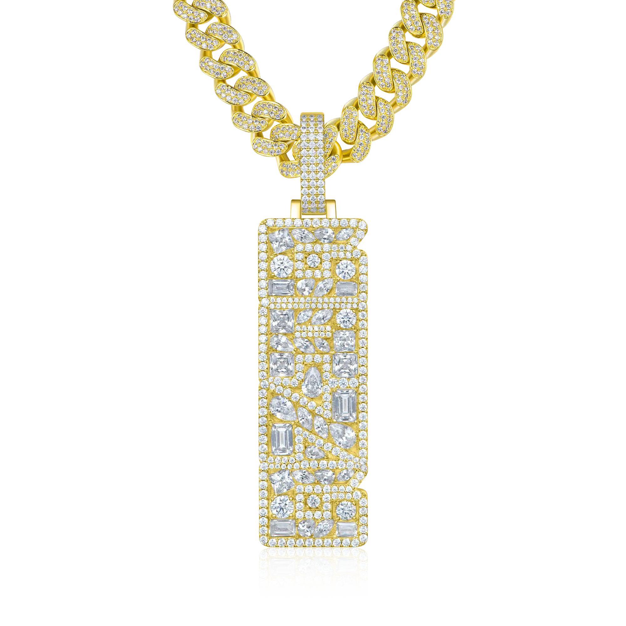 Custom Iced Mix-cut Vertical Pendant - Width - 21mm - Image 8