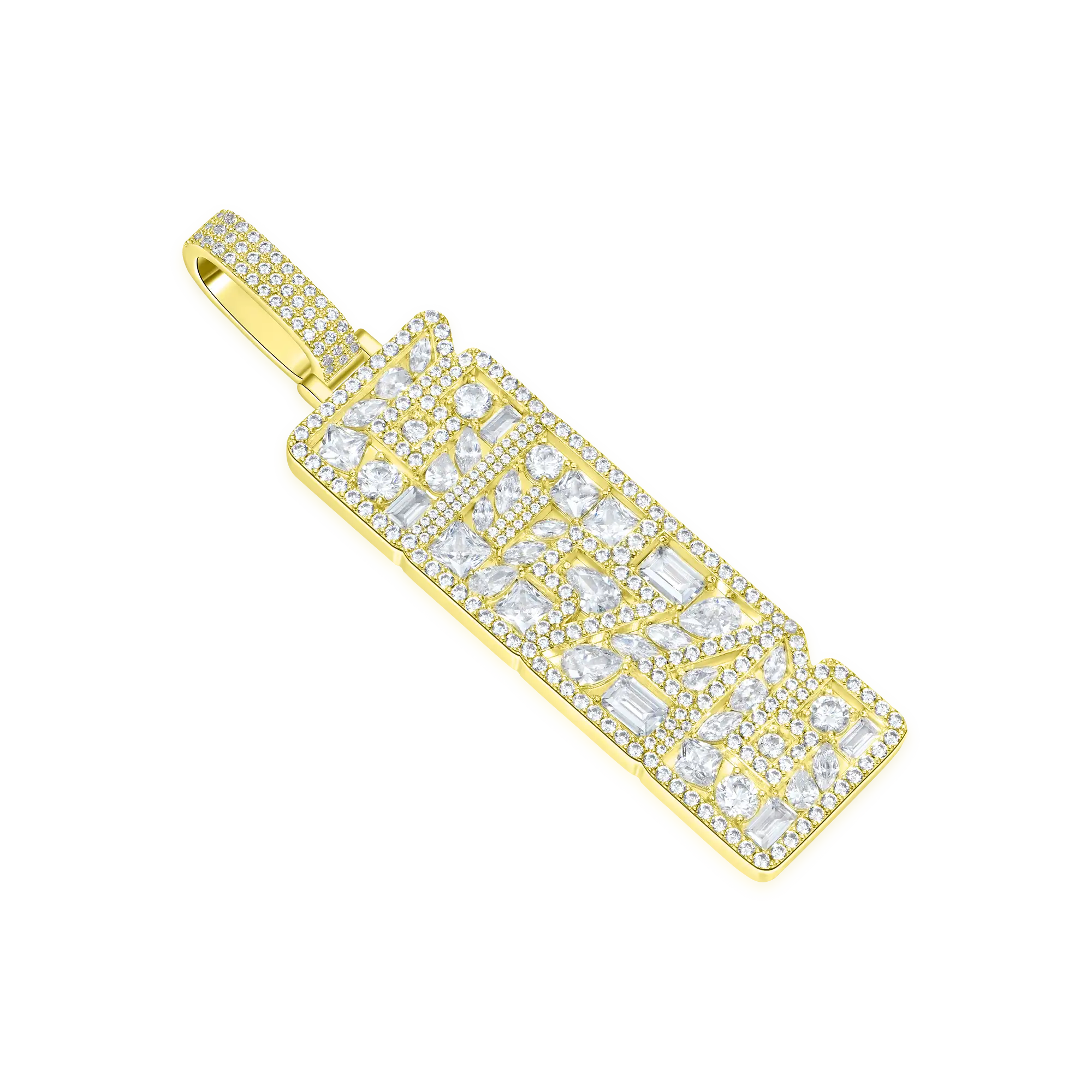 Custom Iced Mix-cut Vertical Pendant - Width - 21mm - Image 9