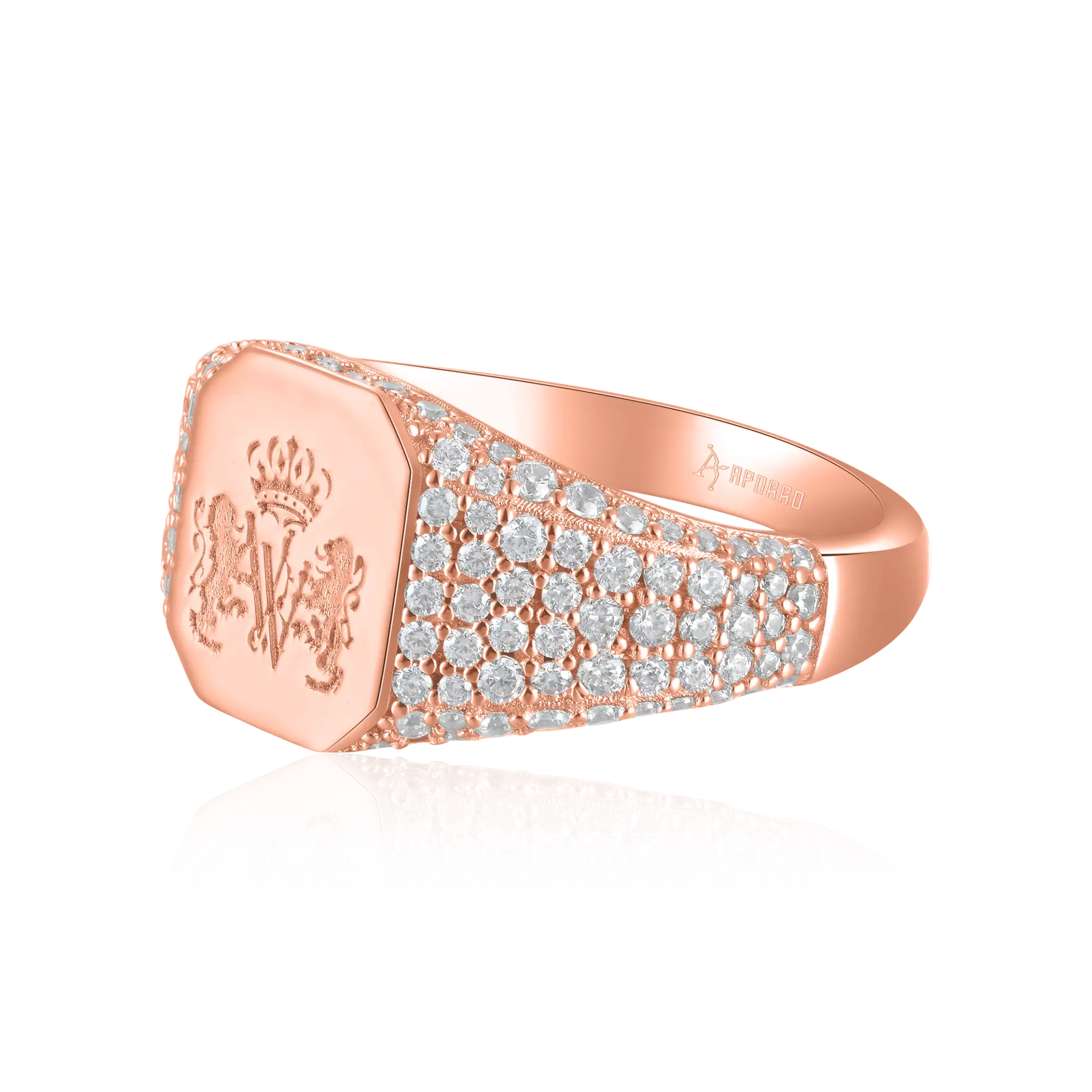 Custom Iced Octagon Signet Ring - Pattern - Image 10