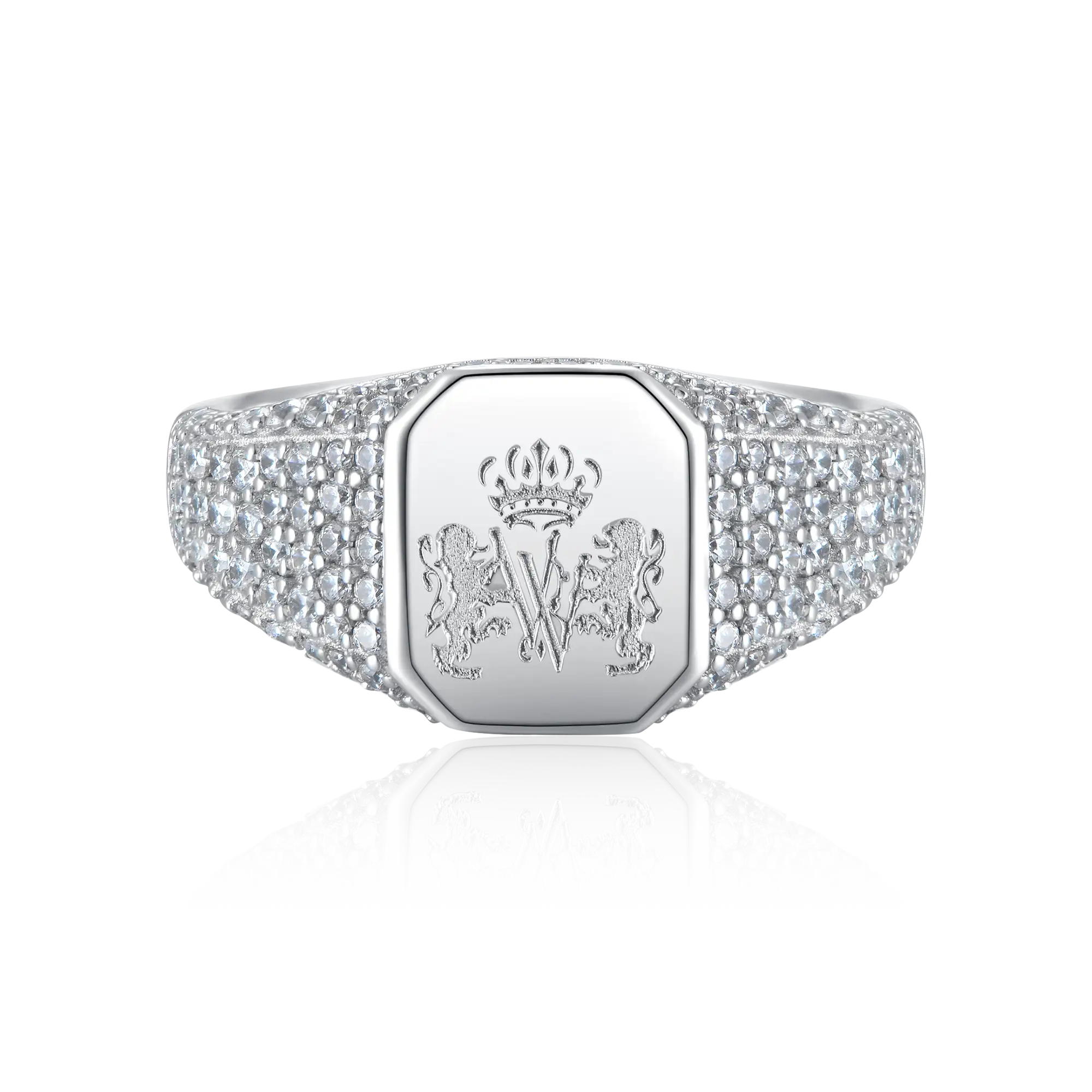 Custom Iced Octagon Signet Ring - Pattern - Image 3