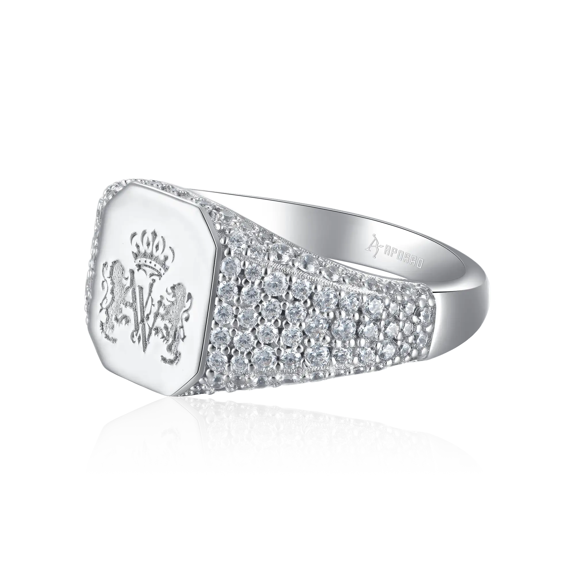 Custom Iced Octagon Signet Ring - Pattern - Image 4