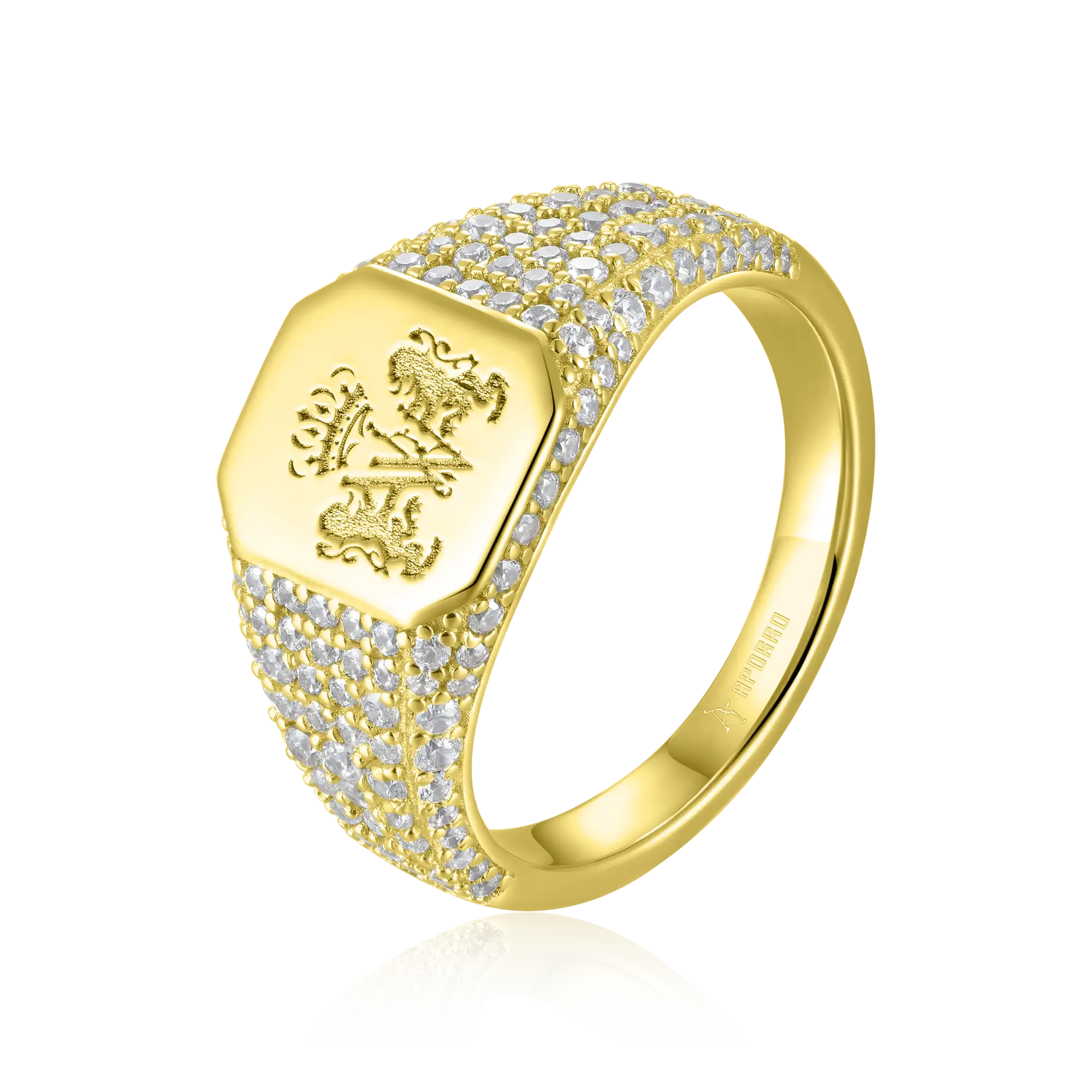 Custom Iced Octagon Signet Ring - Pattern - Image 5