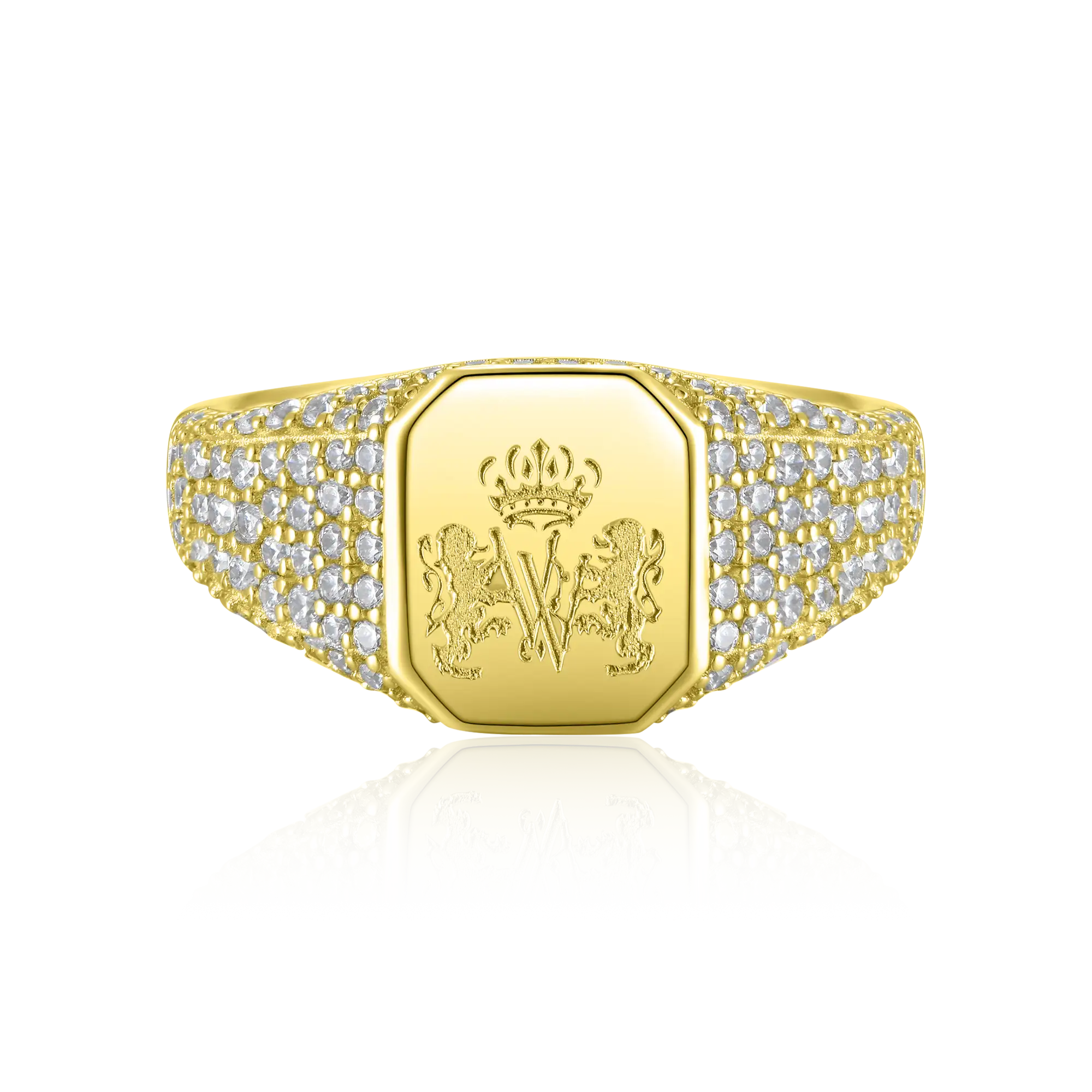 Custom Iced Octagon Signet Ring - Pattern - Image 6