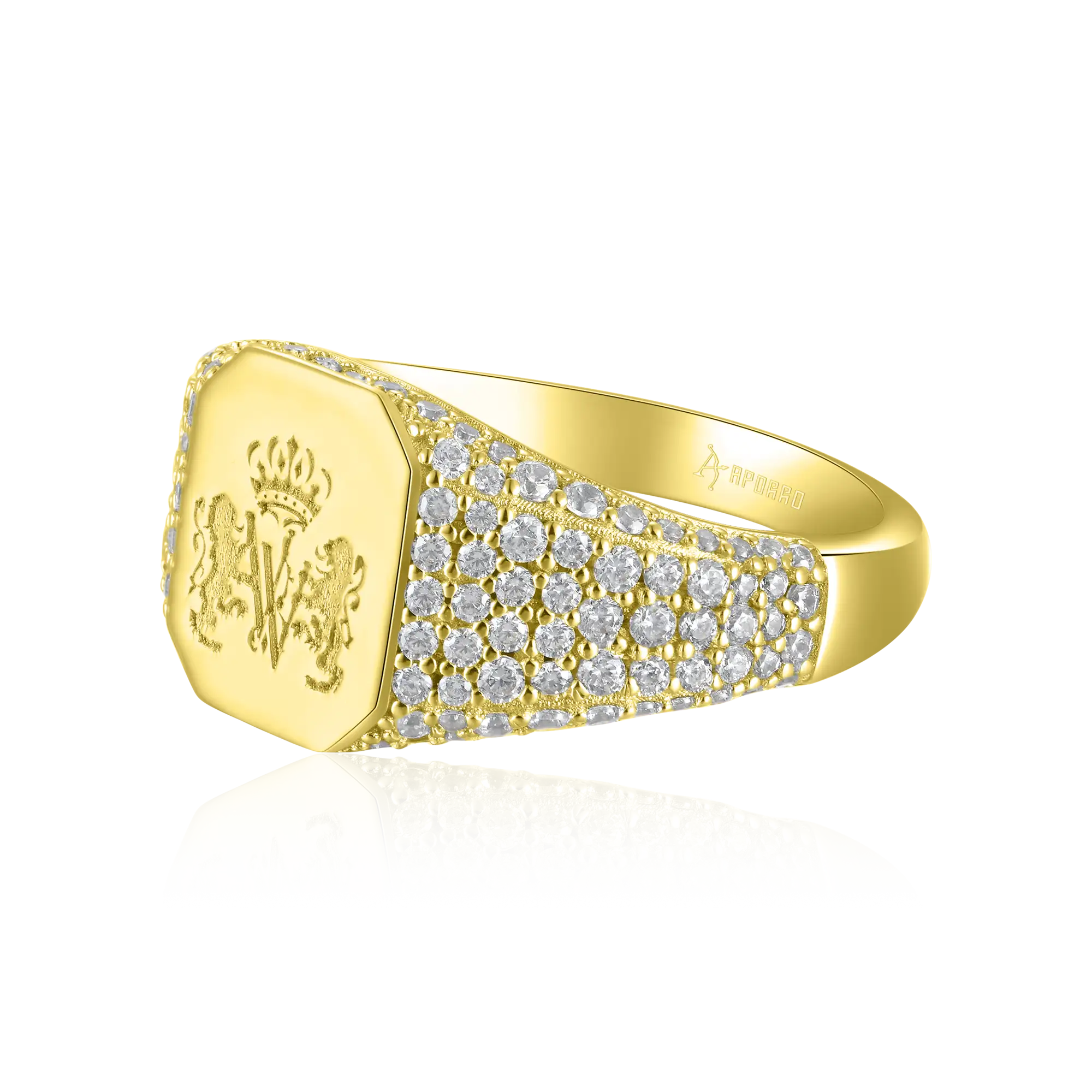 Custom Iced Octagon Signet Ring - Pattern - Image 7
