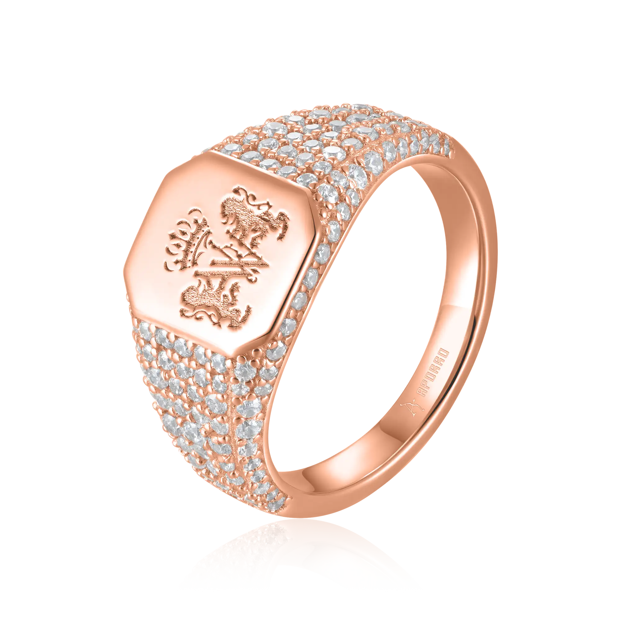 Custom Iced Octagon Signet Ring - Pattern - Image 8