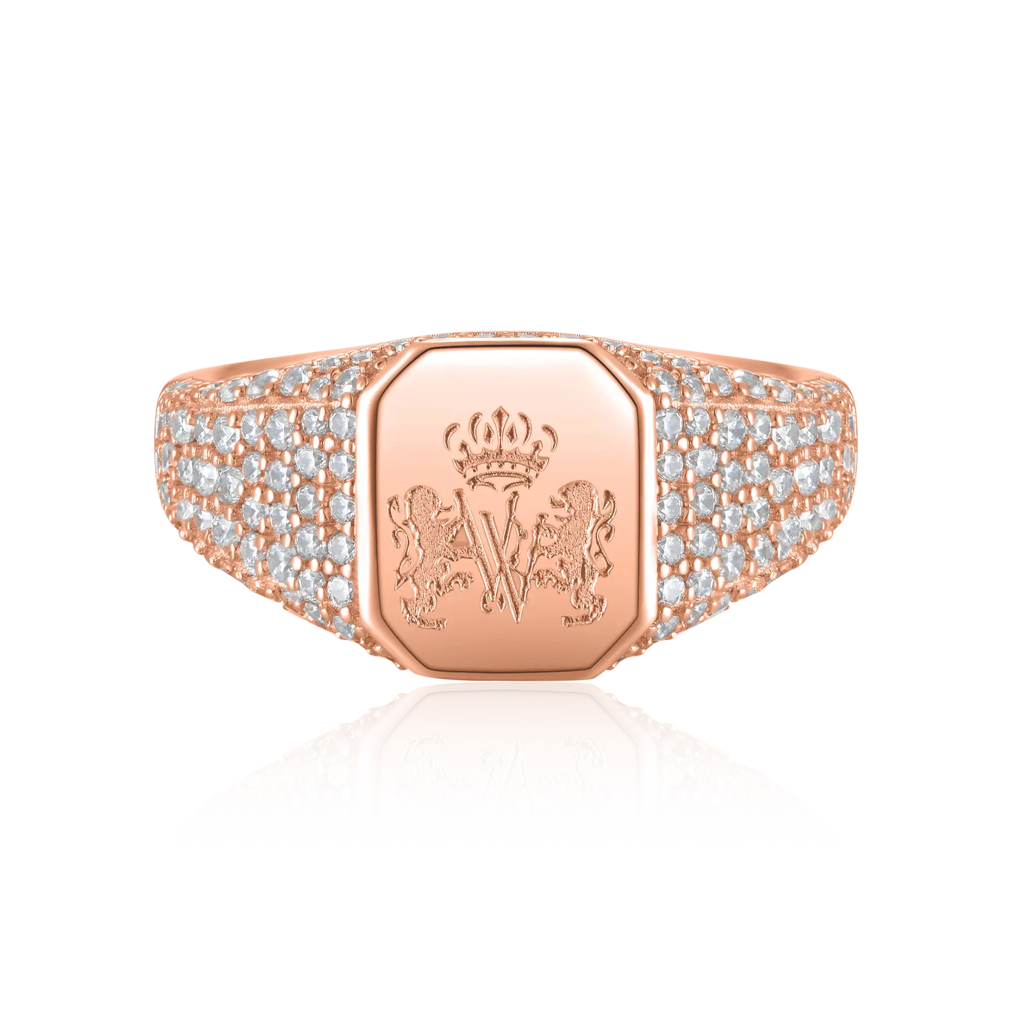 Custom Iced Octagon Signet Ring - Pattern - Image 9