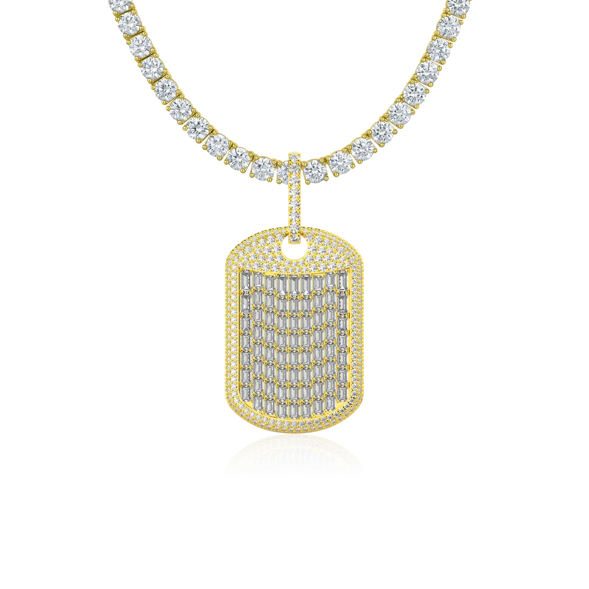 Custom Iced Out Baguette Cut Dog Tag Pendant - Image 2