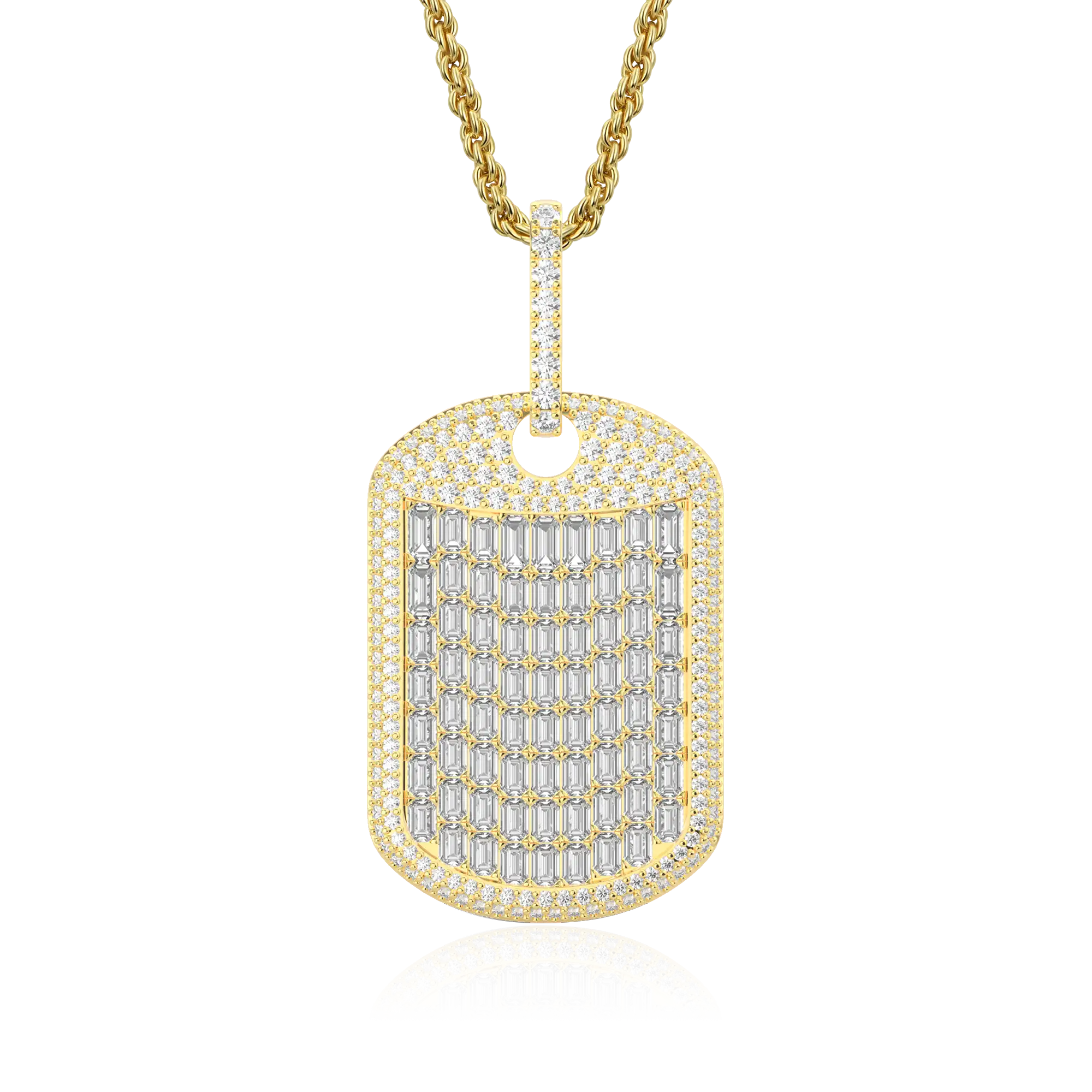 Custom Iced Out Baguette Cut Dog Tag Pendant - Image 4
