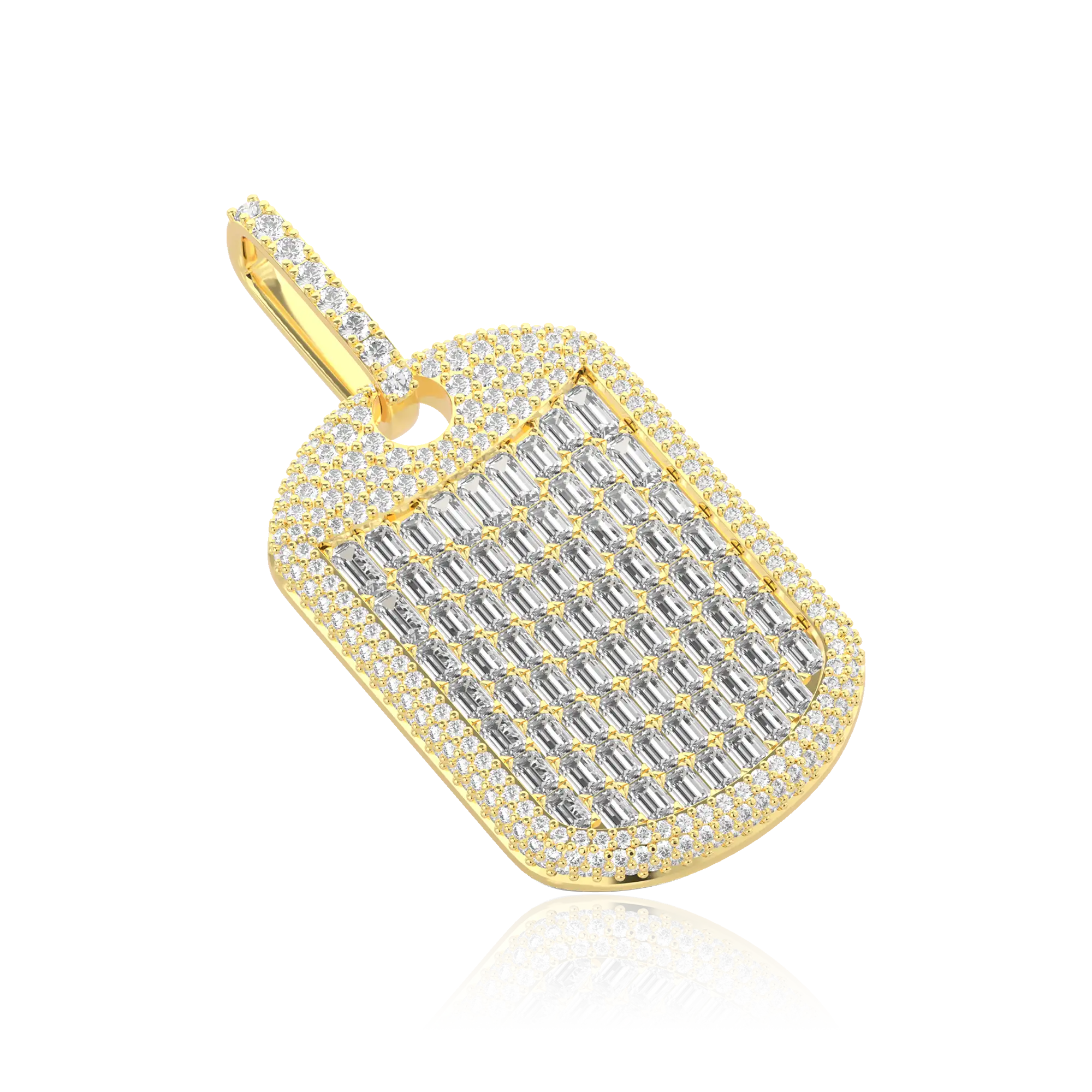 Custom Iced Out Baguette Cut Dog Tag Pendant - Image 5