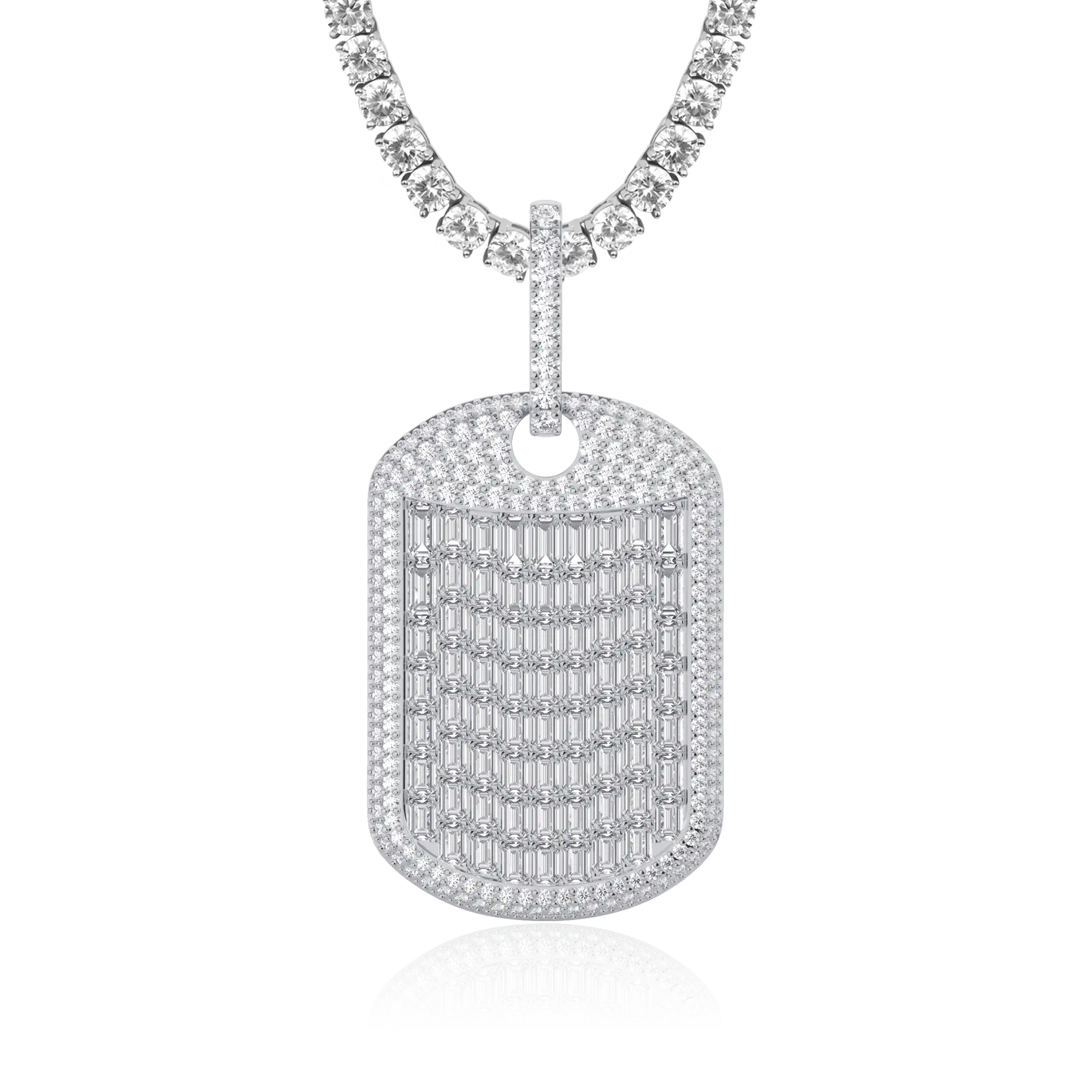 Custom Iced Out Baguette Cut Dog Tag Pendant - Image 7