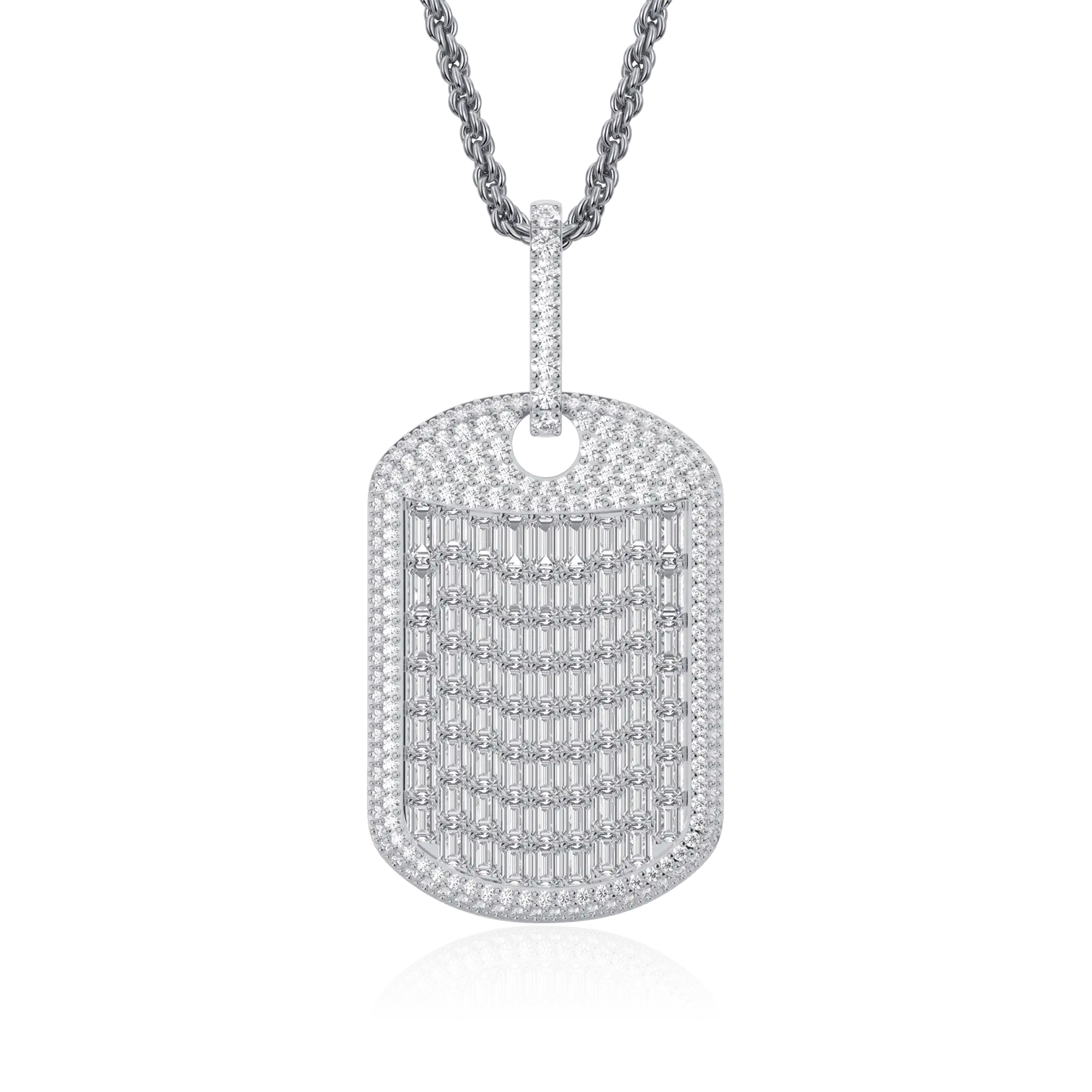 Custom Iced Out Baguette Cut Dog Tag Pendant - Image 8