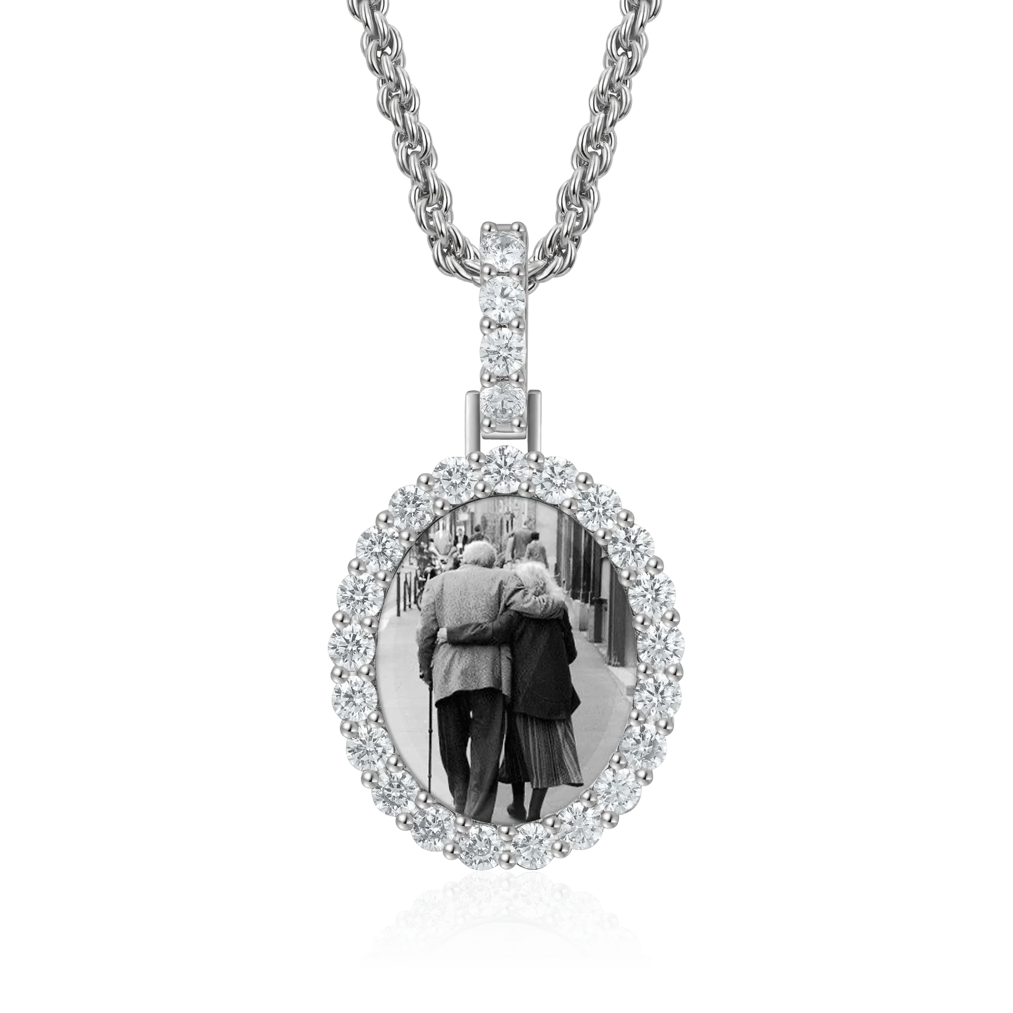 Custom Iced Oval Photo Pendant - Image 13