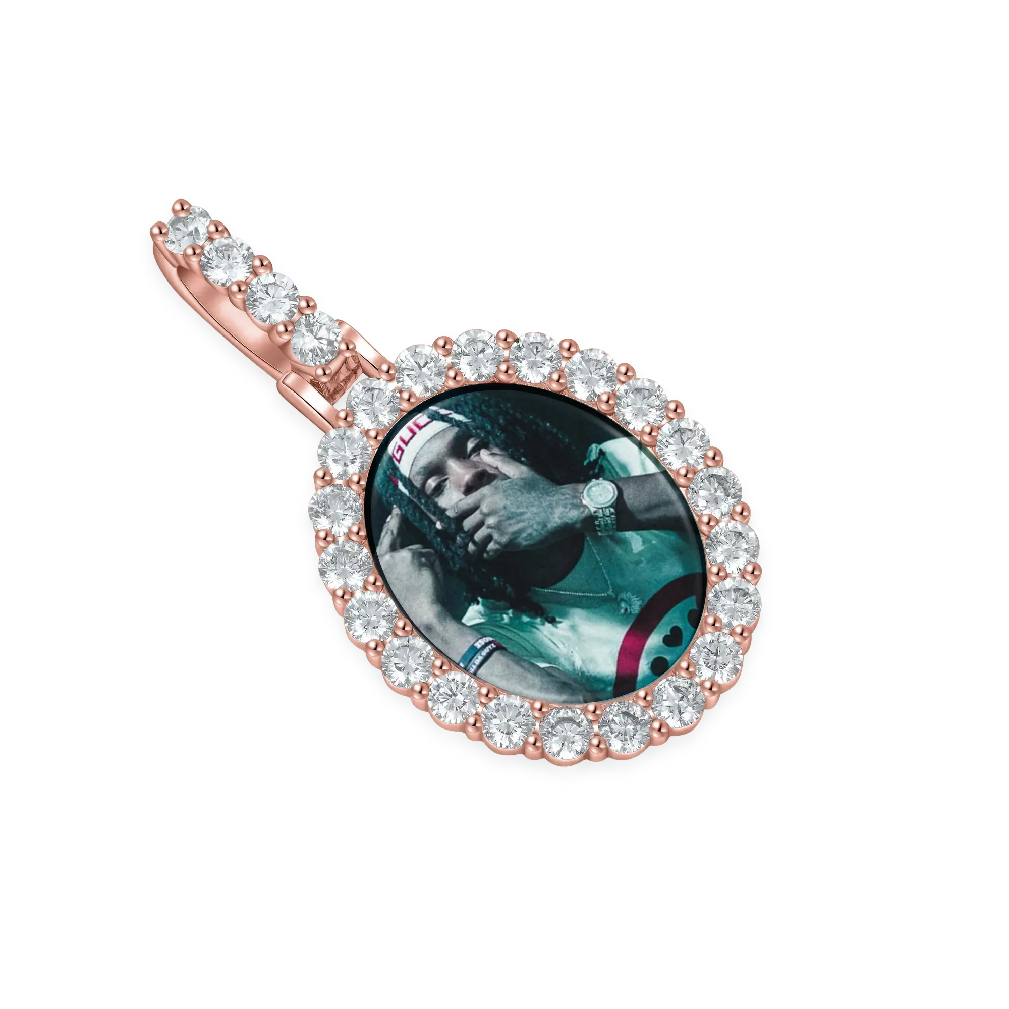 Custom Iced Oval Photo Pendant - Image 16