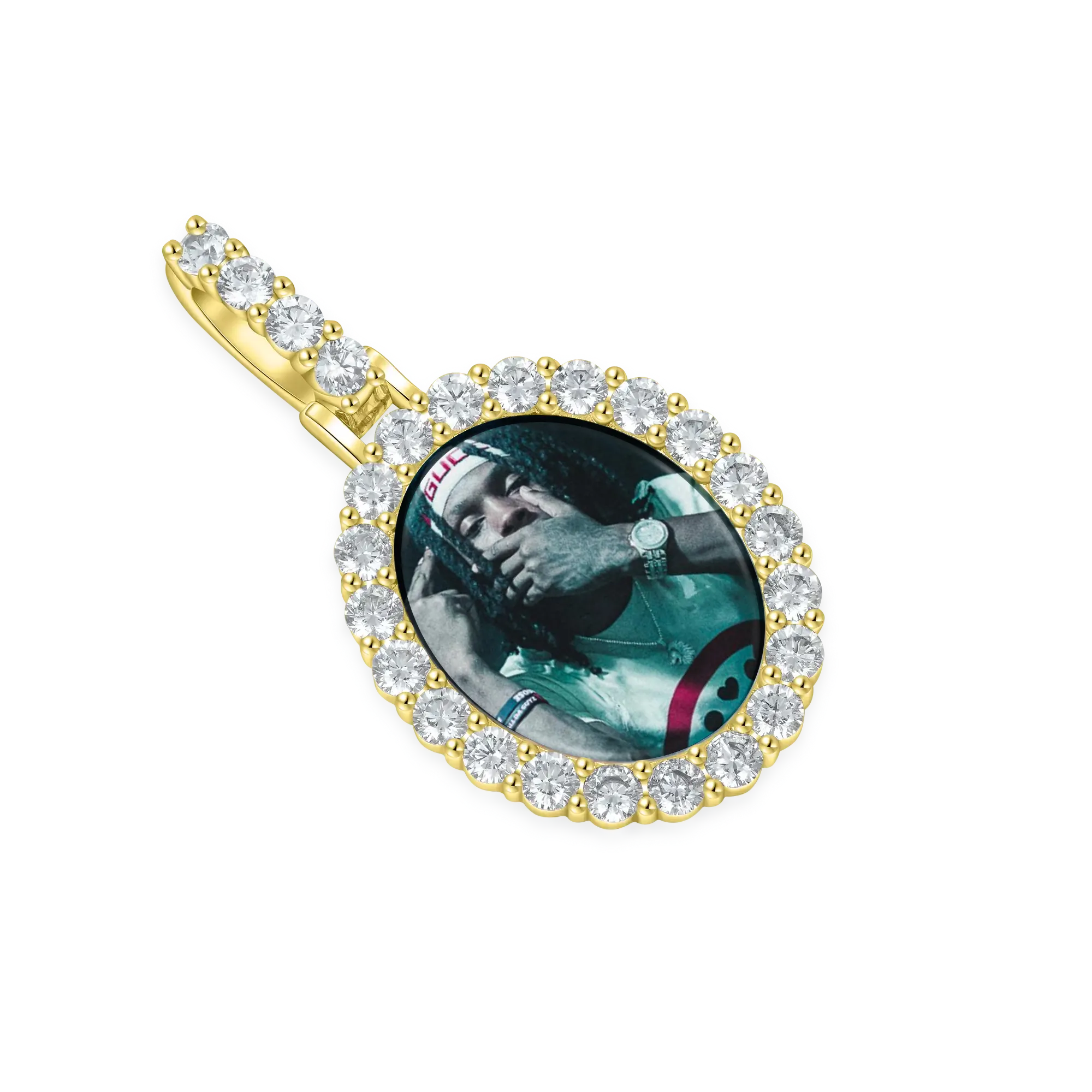 Custom Iced Oval Photo Pendant - Image 4
