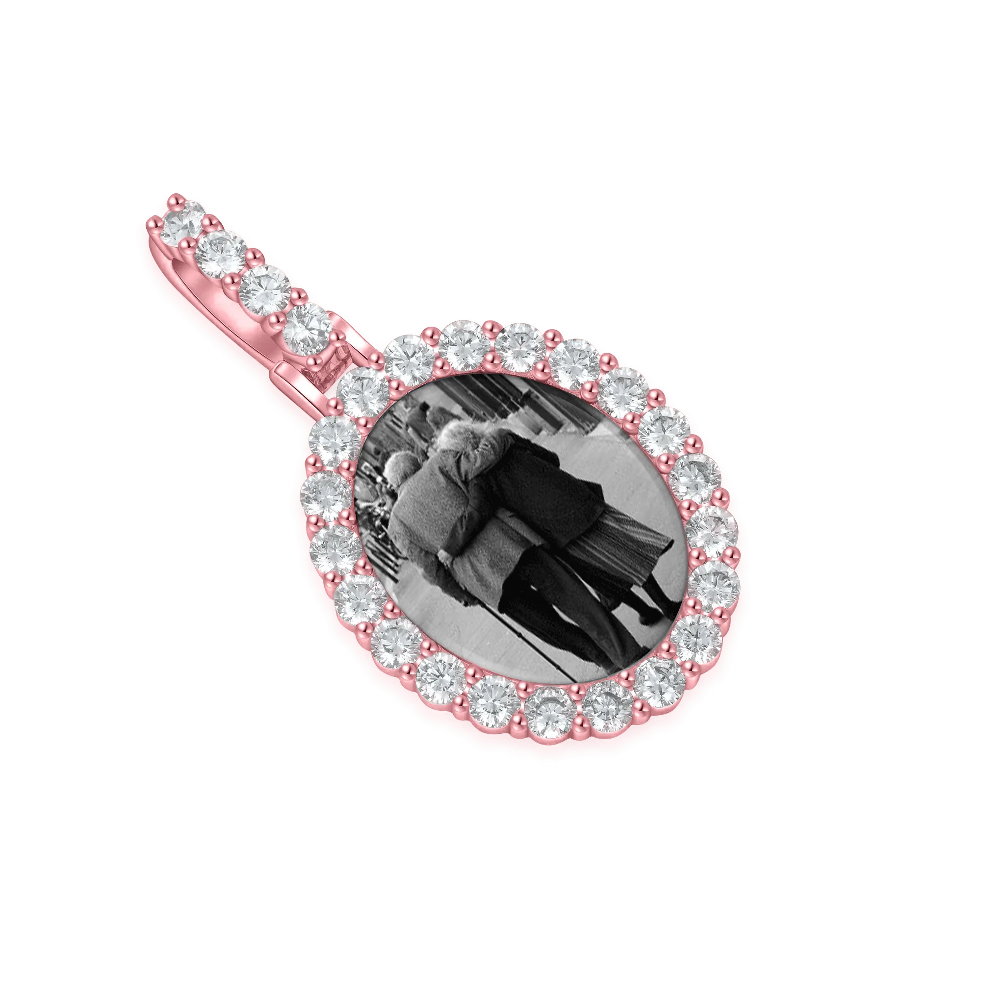 Custom Iced Oval Photo Pendant - Image 9