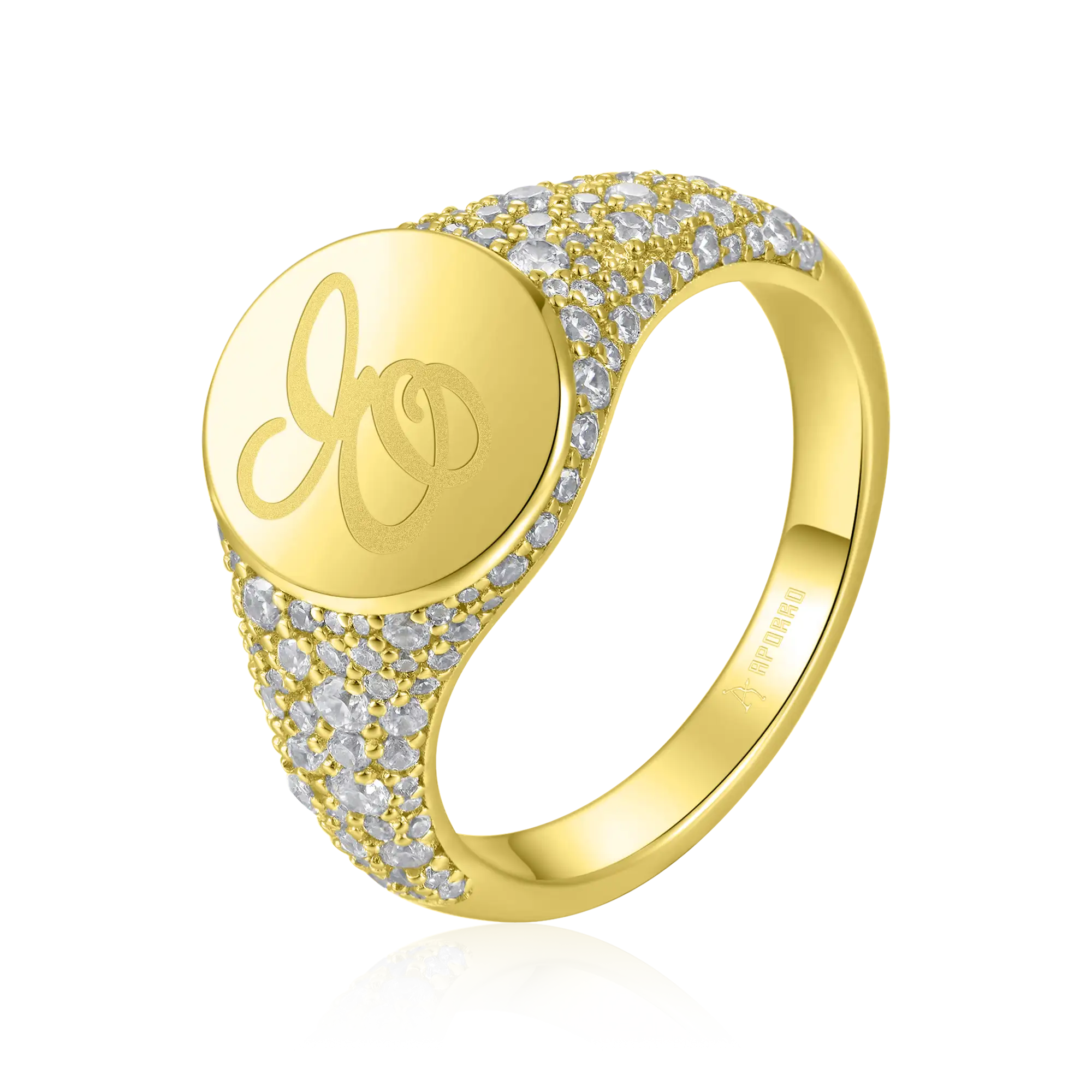 Custom Iced Oval Signet Ring - Letter - Image 4