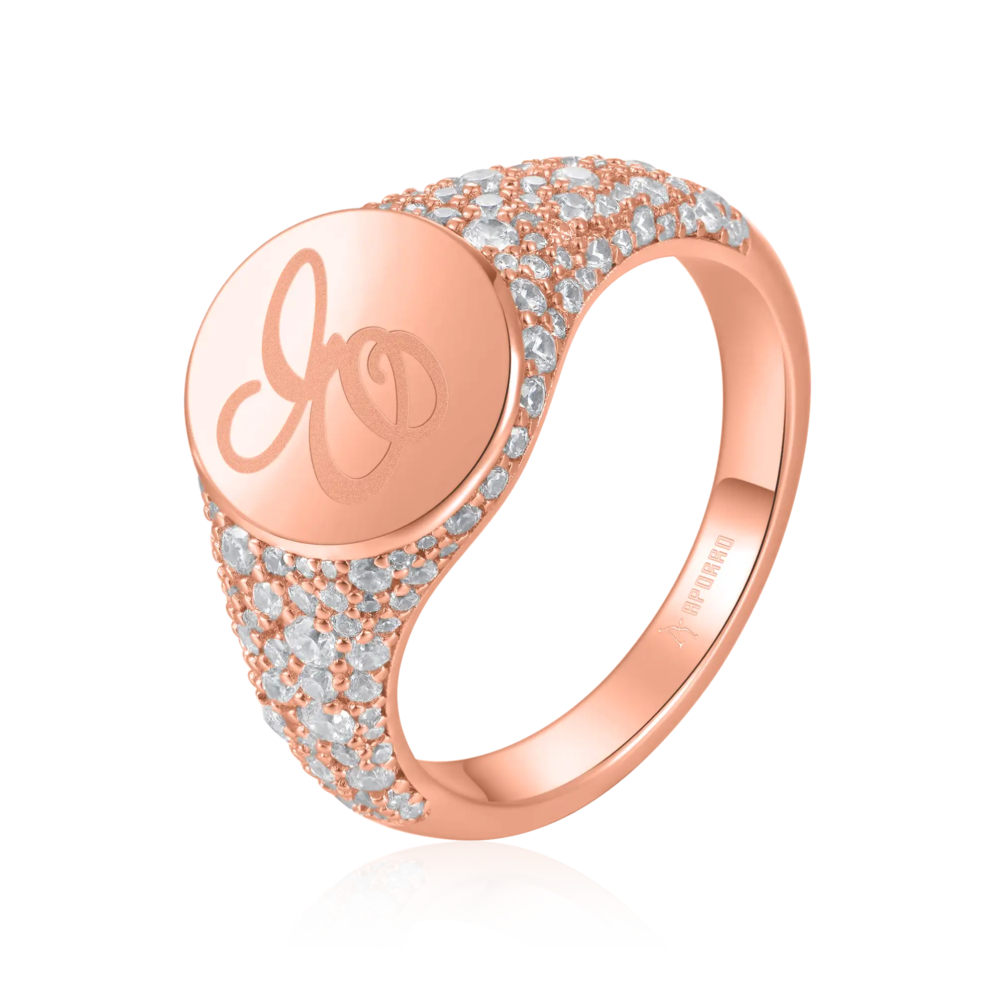 Custom Iced Oval Signet Ring - Letter - Image 7
