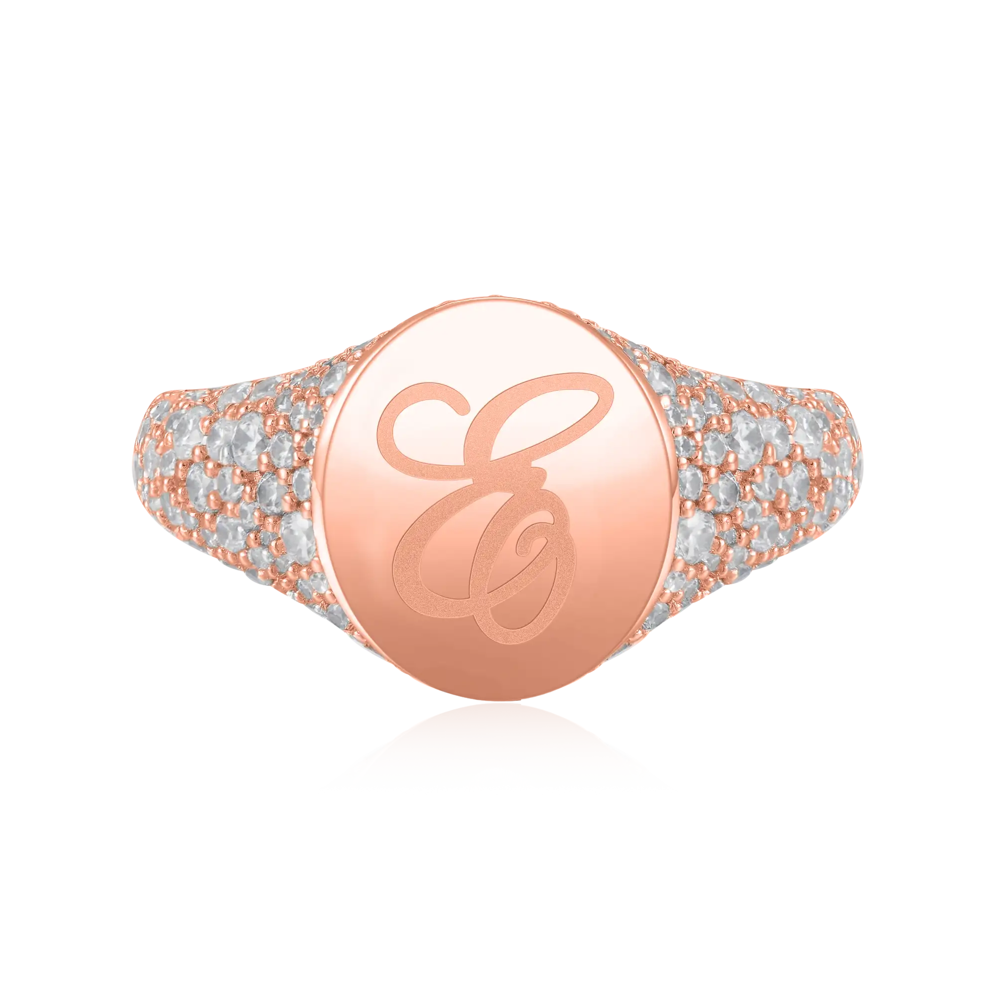 Custom Iced Oval Signet Ring - Letter - Image 8