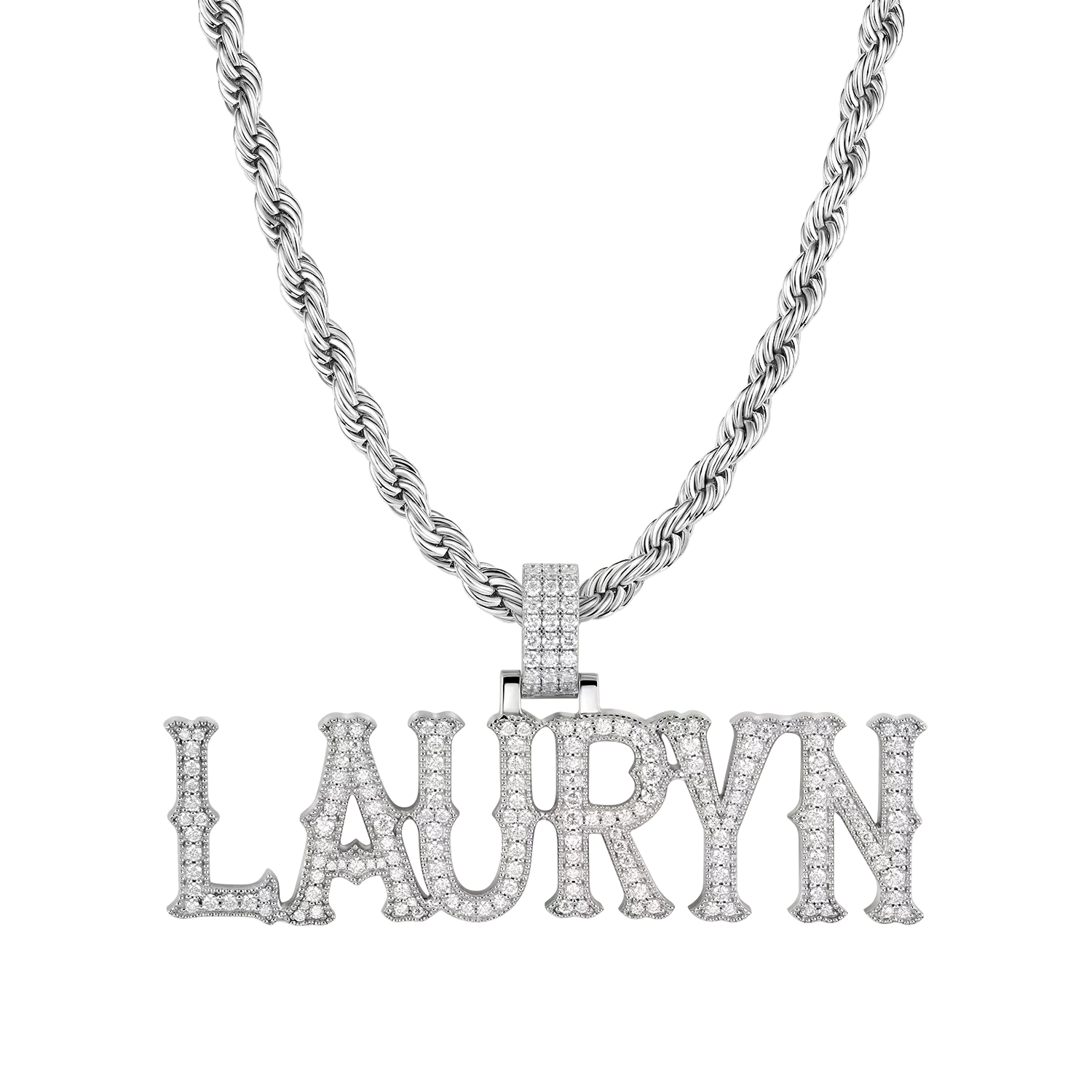 Custom Moissanite Bosox Name Pendant - Image 19