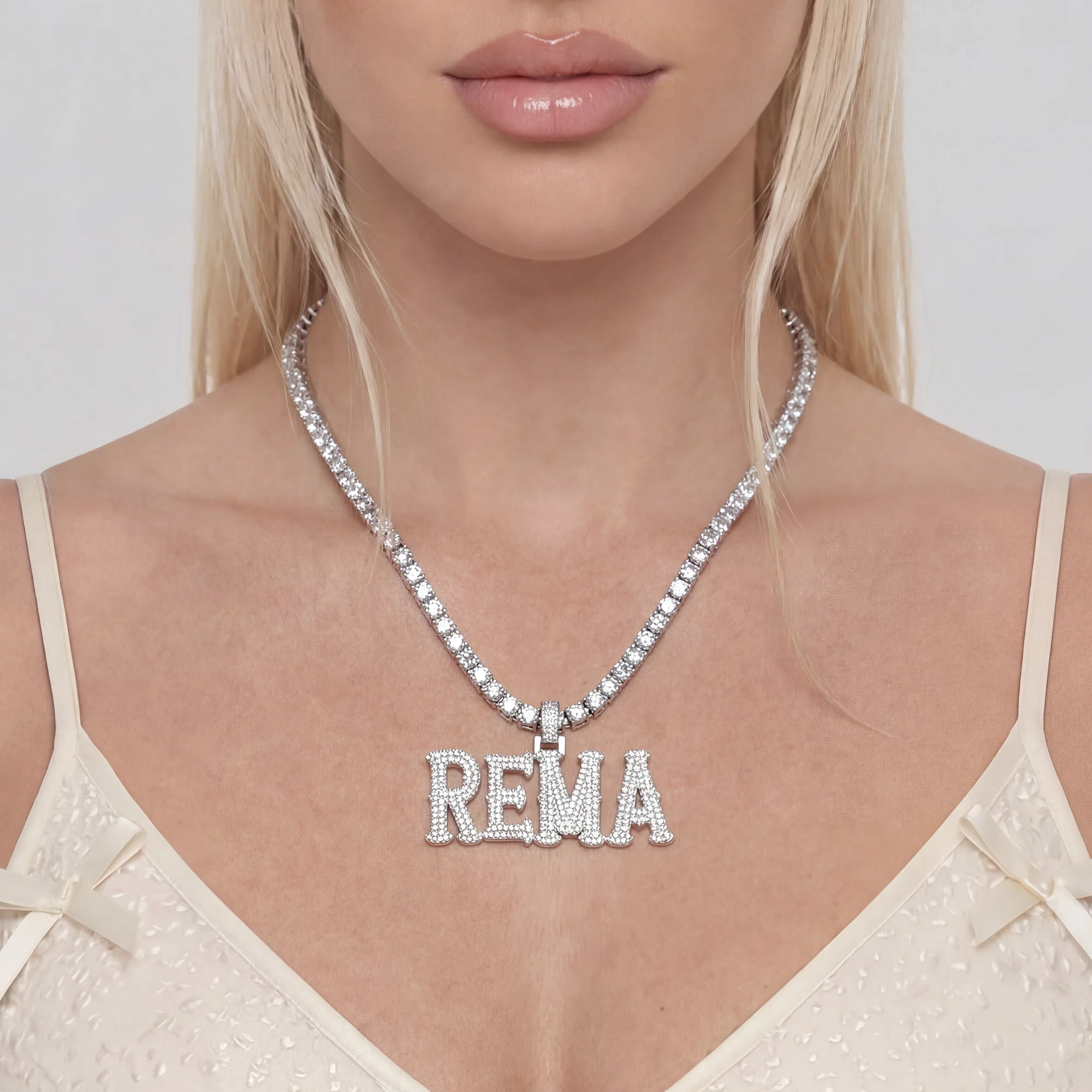 Custom Moissanite Bosox Name Pendant - Image 5