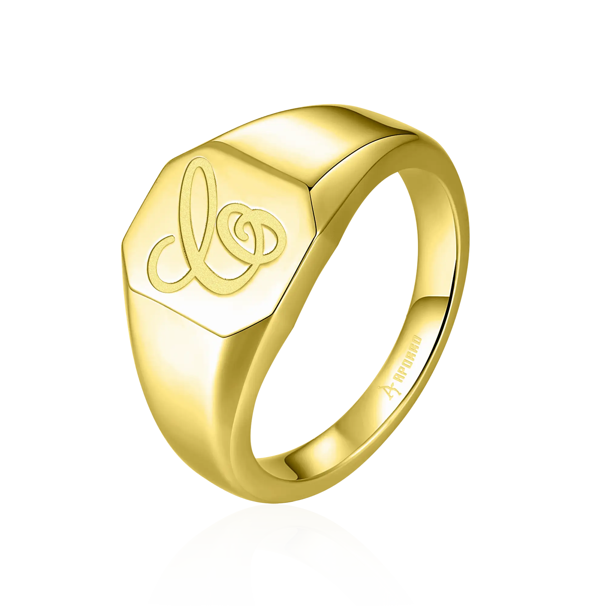 Custom Octagon Signet Ring - Letter - Image 4