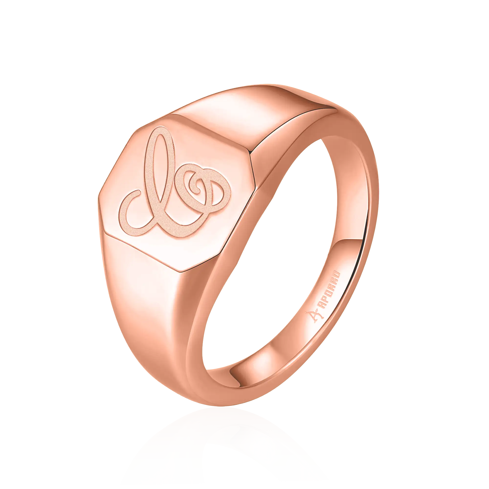 Custom Octagon Signet Ring - Letter - Image 7