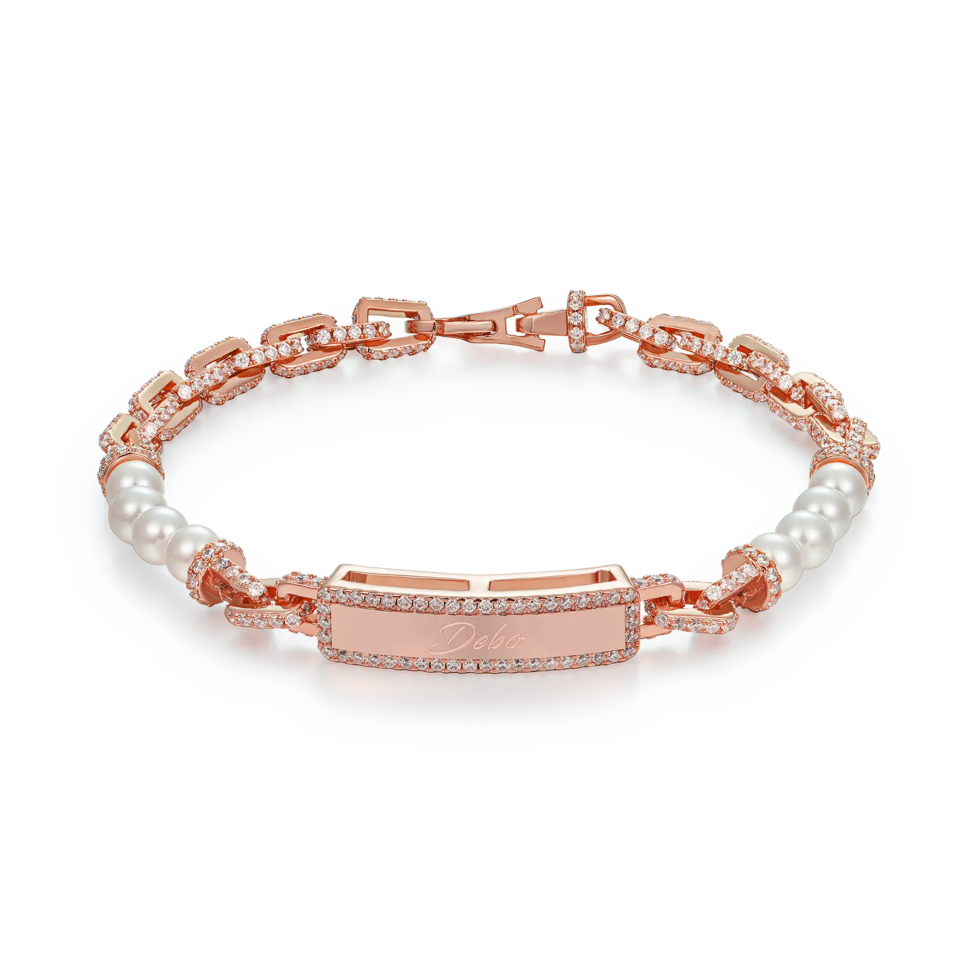Custom Pearl Name Tag Bracelet - 5mm - Image 12