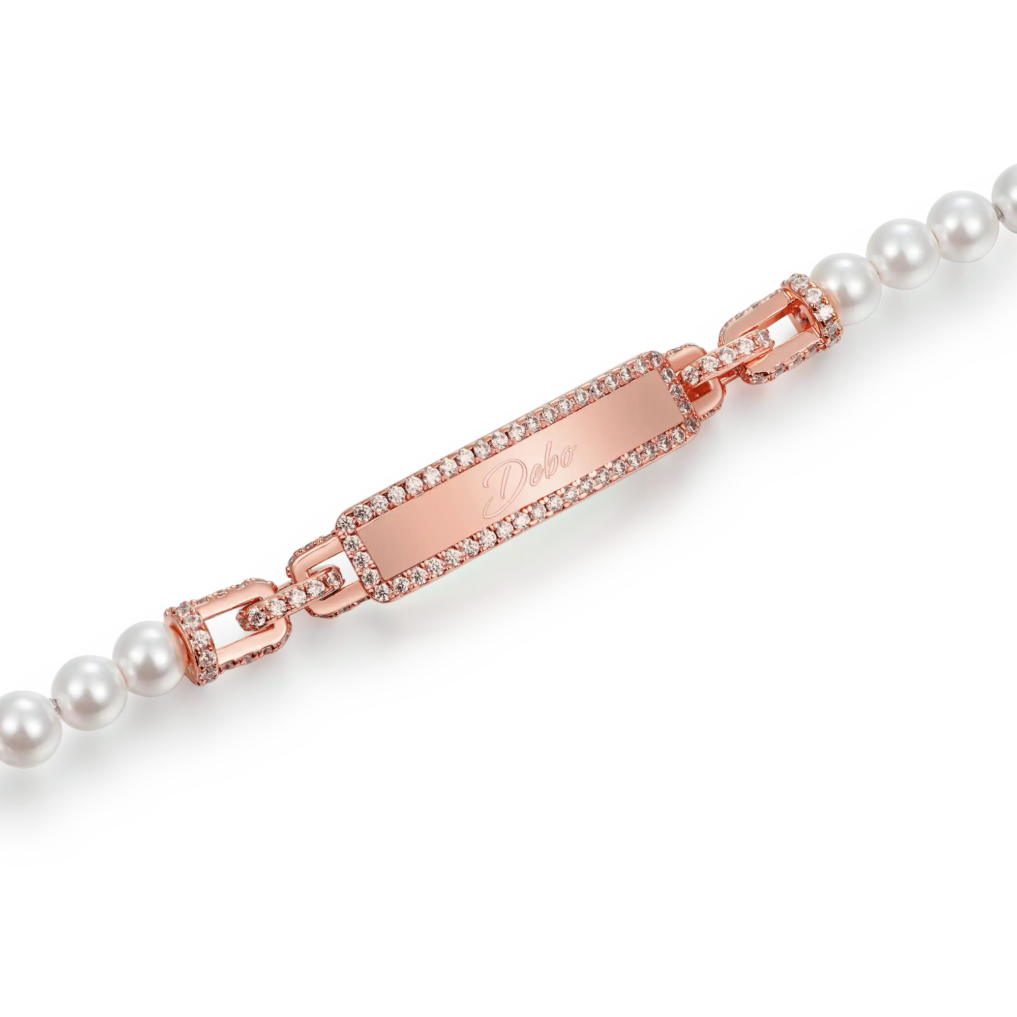 Custom Pearl Name Tag Bracelet - 5mm - Image 13