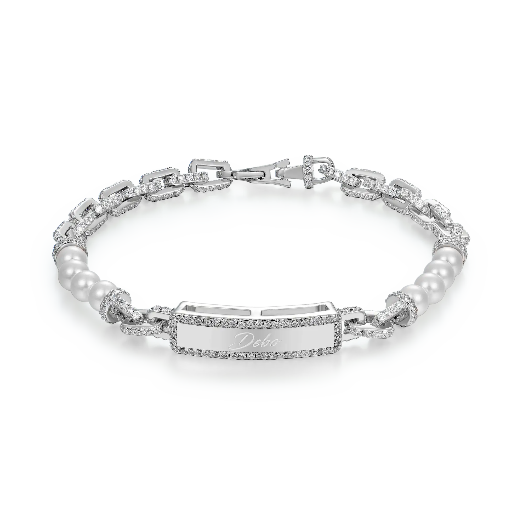 Custom Pearl Name Tag Bracelet - 5mm - Image 15