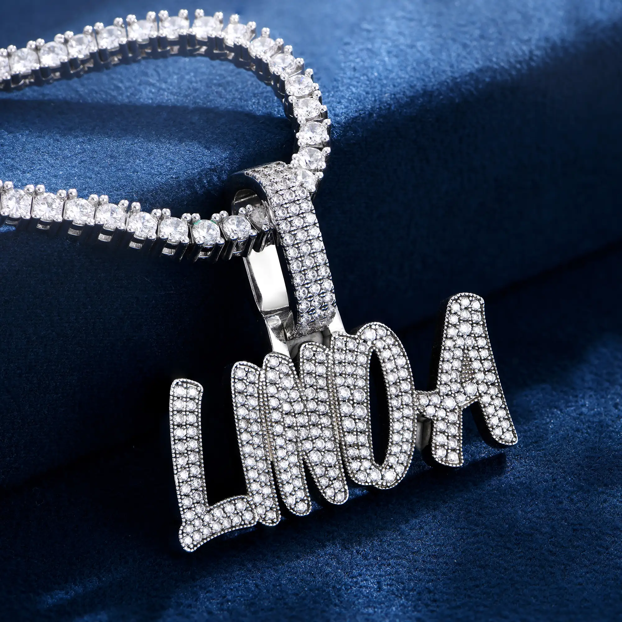Custom Moissanite Romantic Name Pendant - Image 3