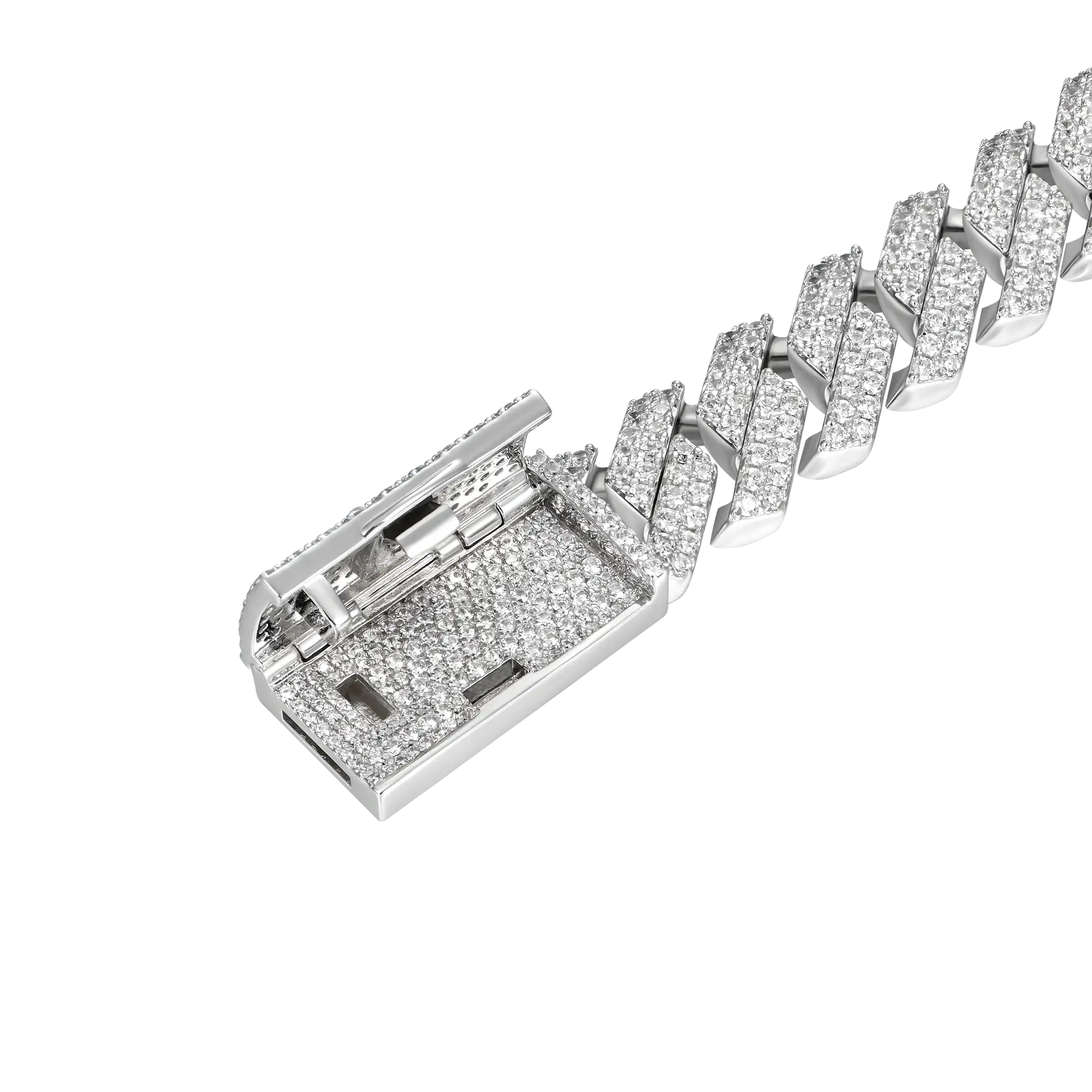 Custom Round Cut Prong Cuban Link Name Bracelet - Image 2