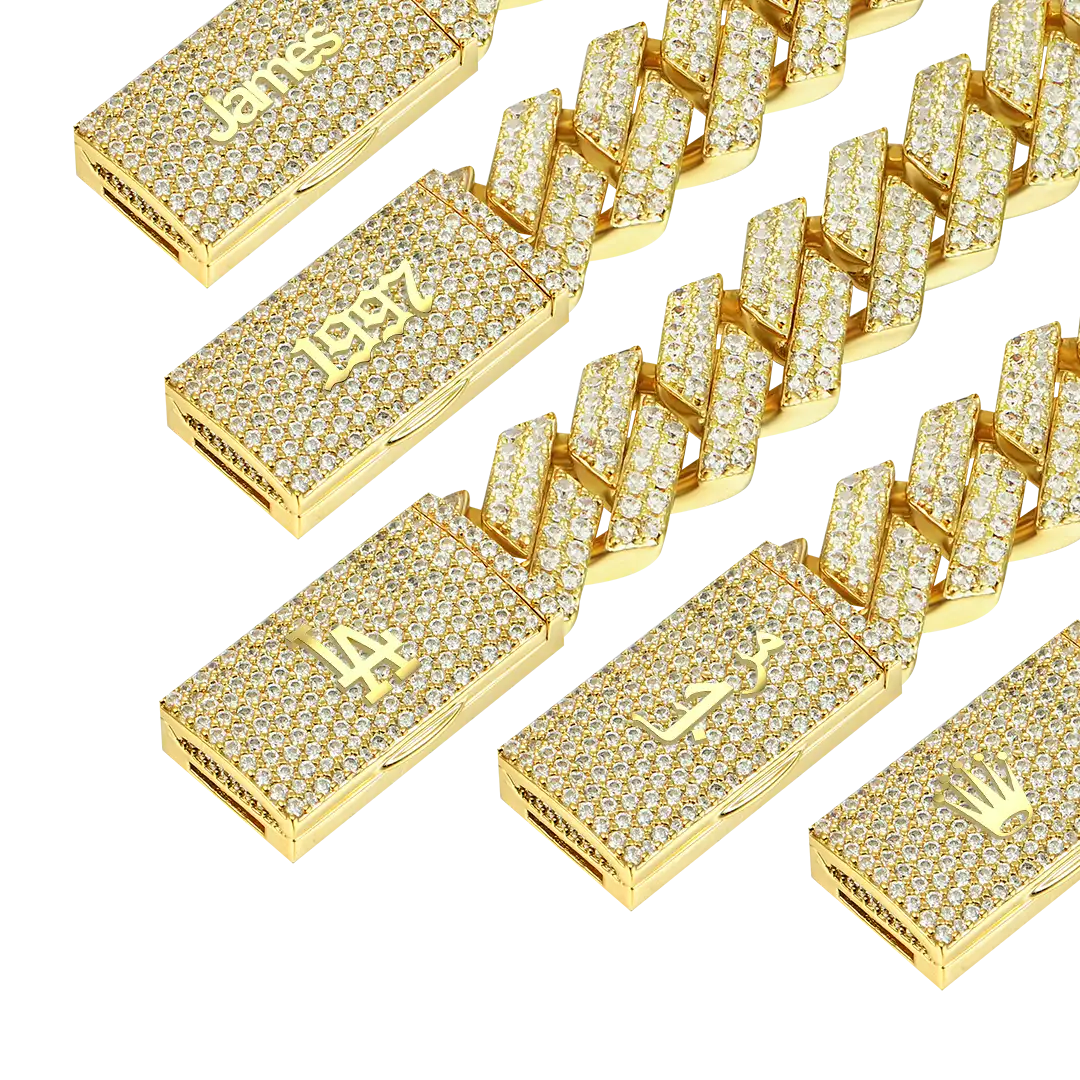Custom Round Cut Prong Cuban Link Name Bracelet - Image 4