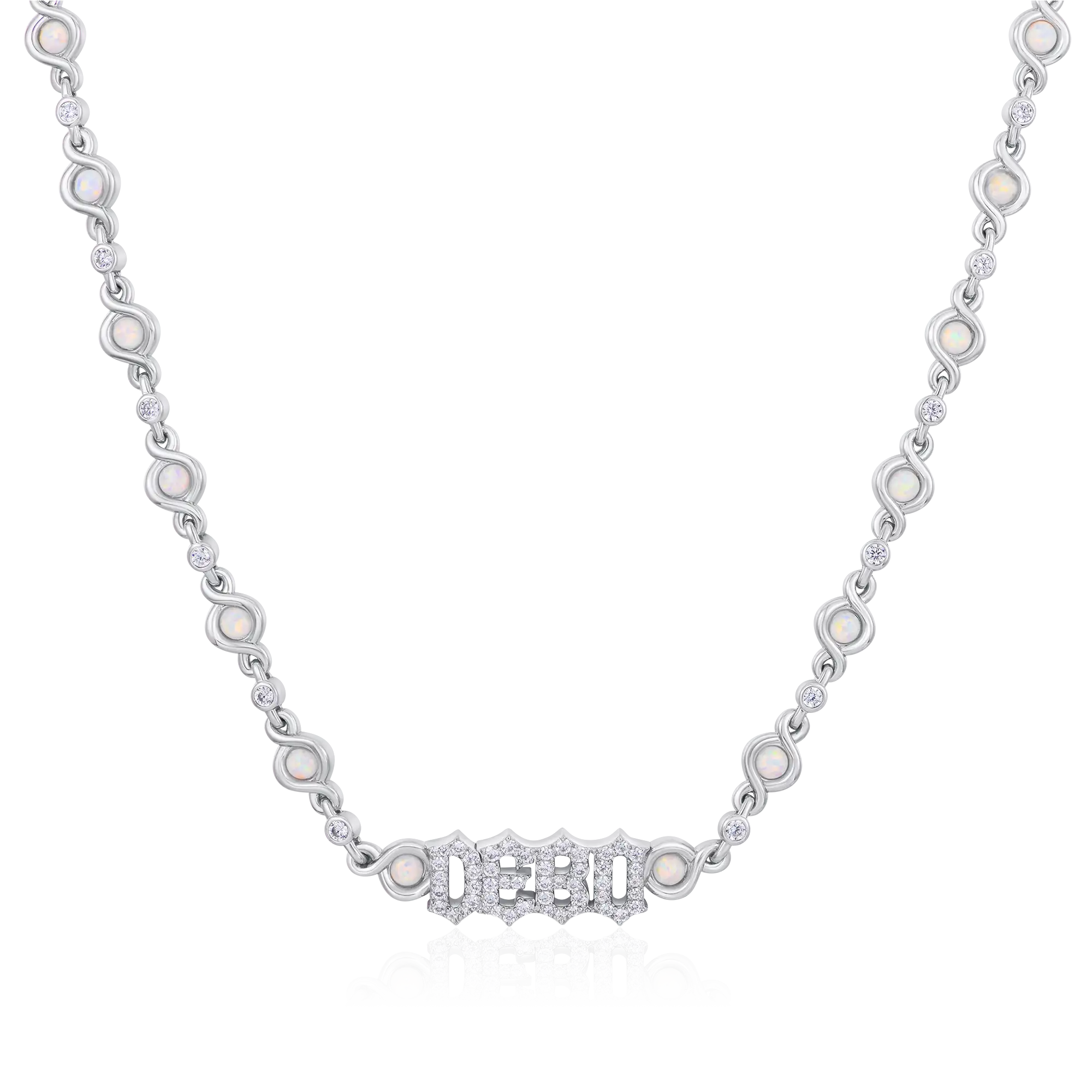 5MM Gothic Font Opal Custom Necklace