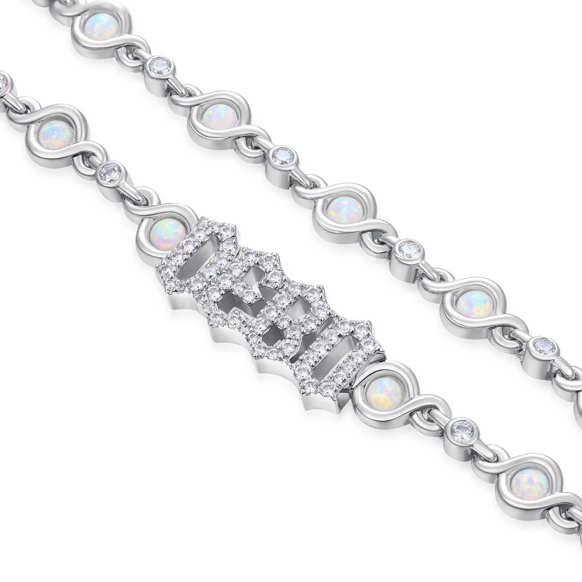 5MM Gothic Font Opal Custom Necklace - Image 2