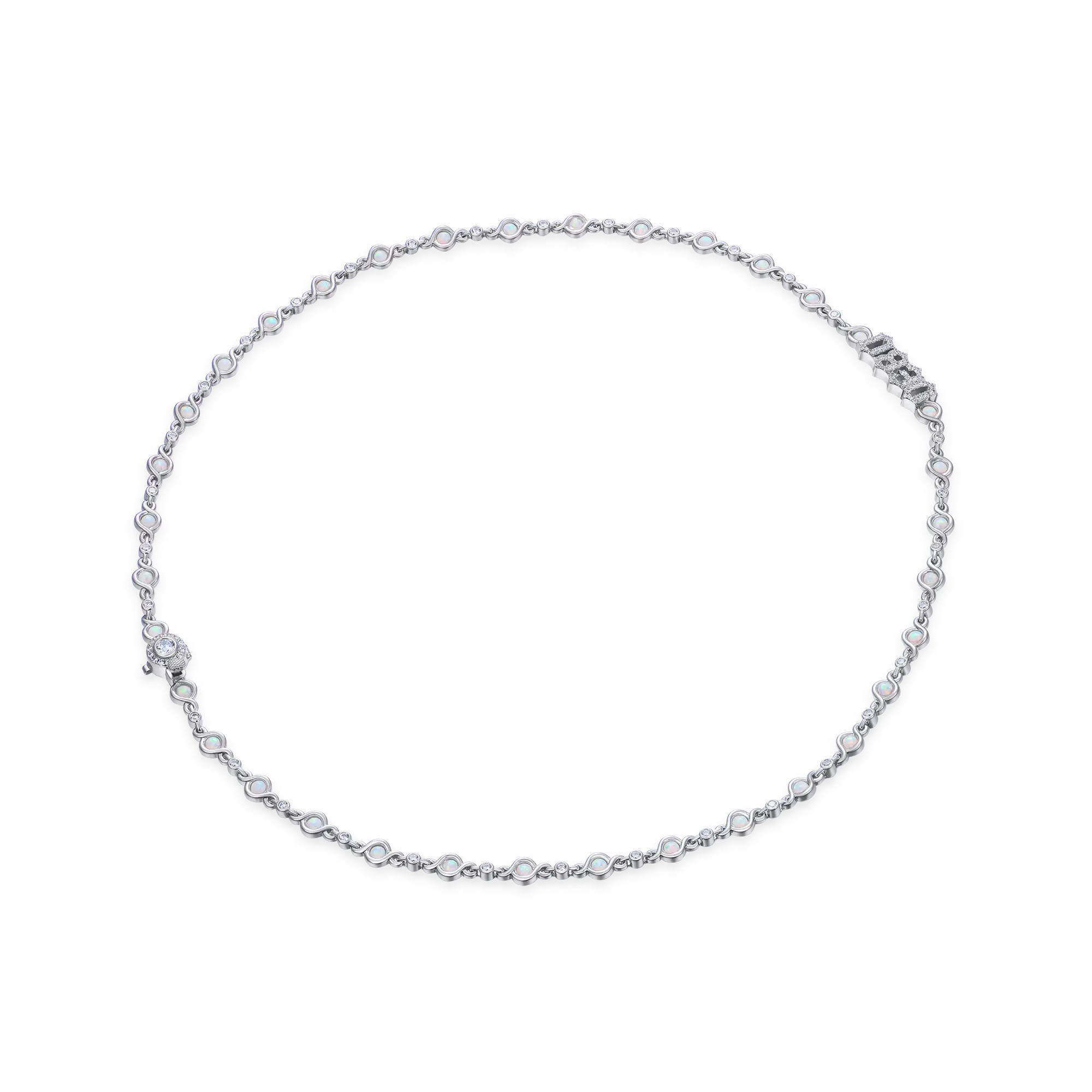 5MM Gothic Font Opal Custom Necklace - Image 3