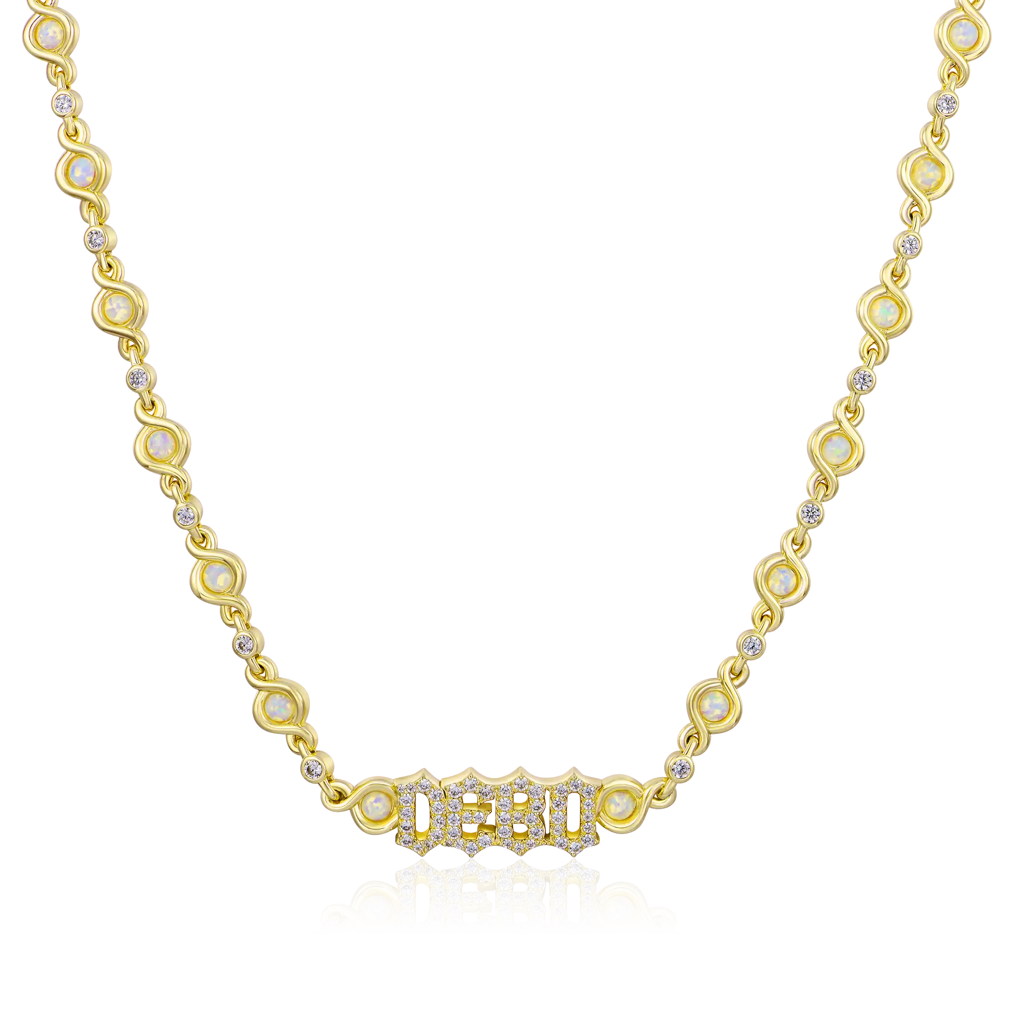 5MM Gothic Font Opal Custom Necklace - Image 4