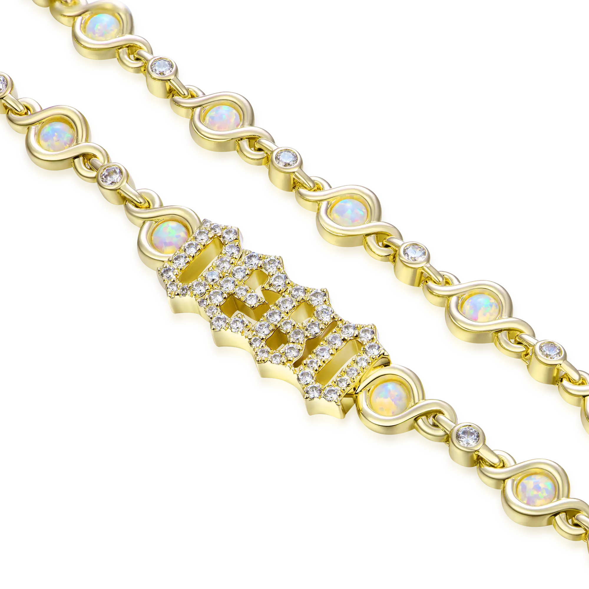 5MM Gothic Font Opal Custom Necklace - Image 5