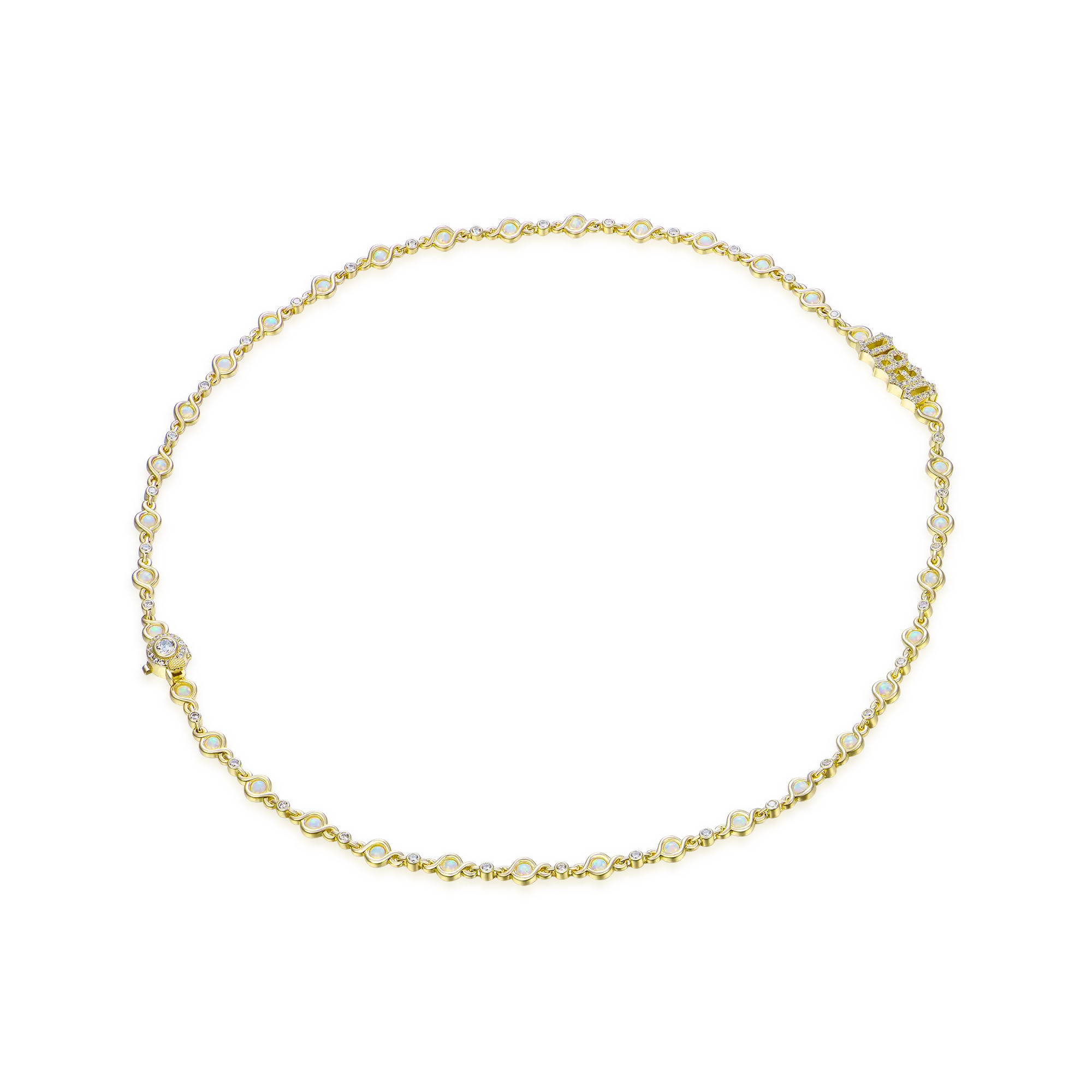 5MM Gothic Font Opal Custom Necklace - Image 6