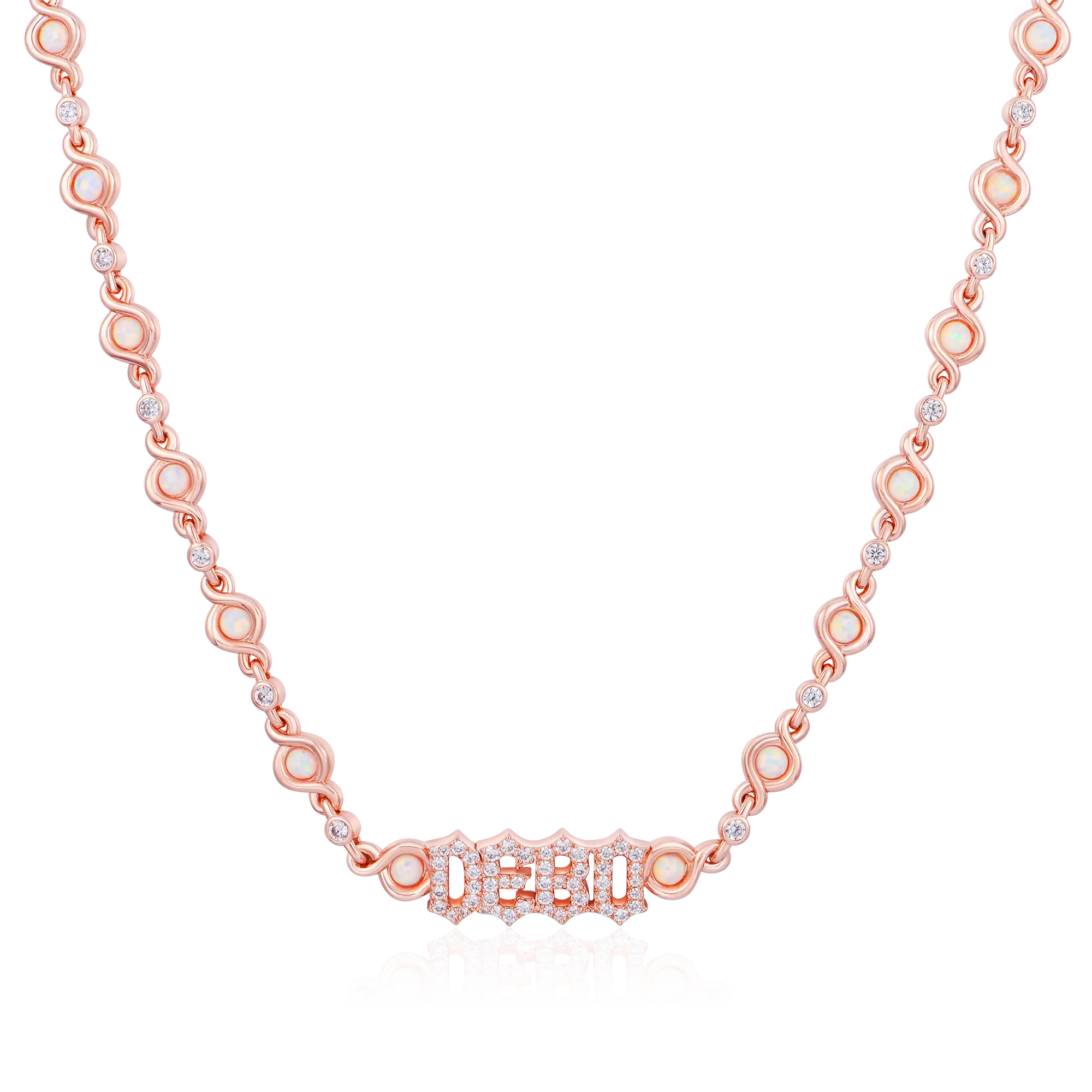 5MM Gothic Font Opal Custom Necklace - Image 7