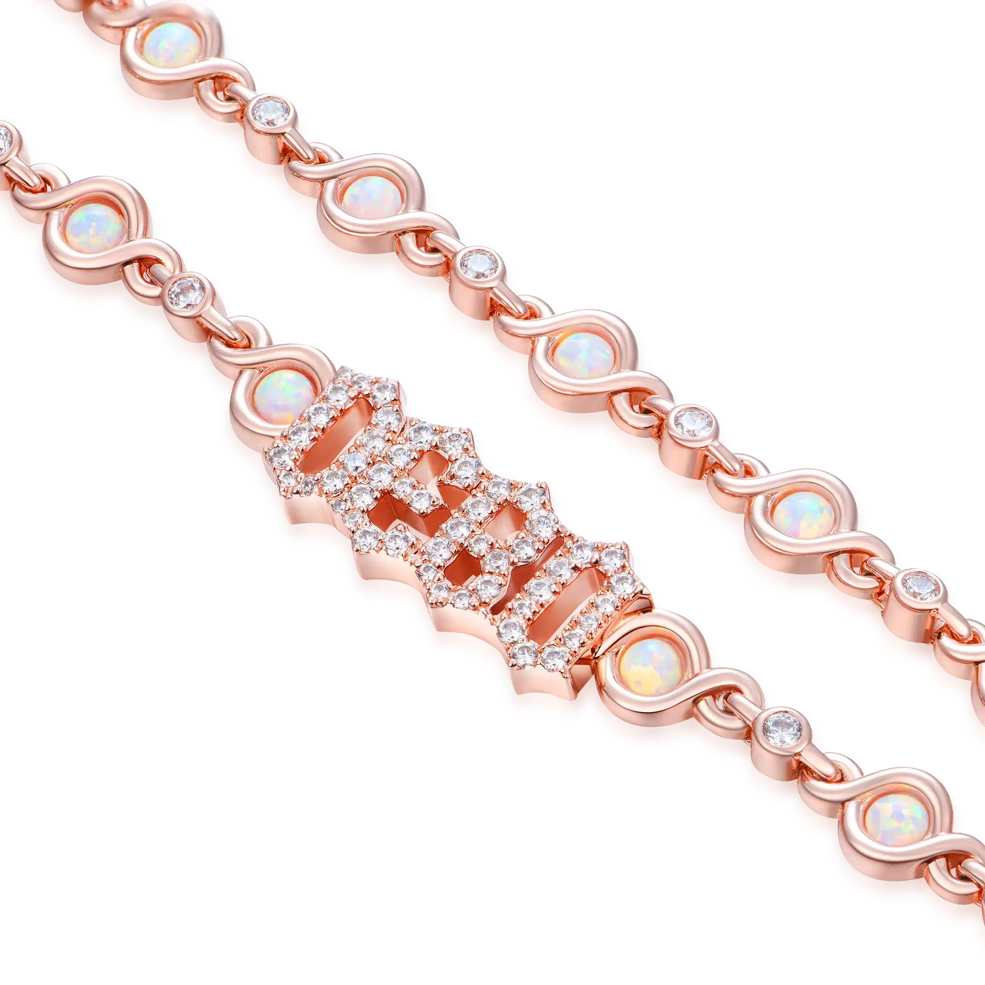 5MM Gothic Font Opal Custom Necklace - Image 8