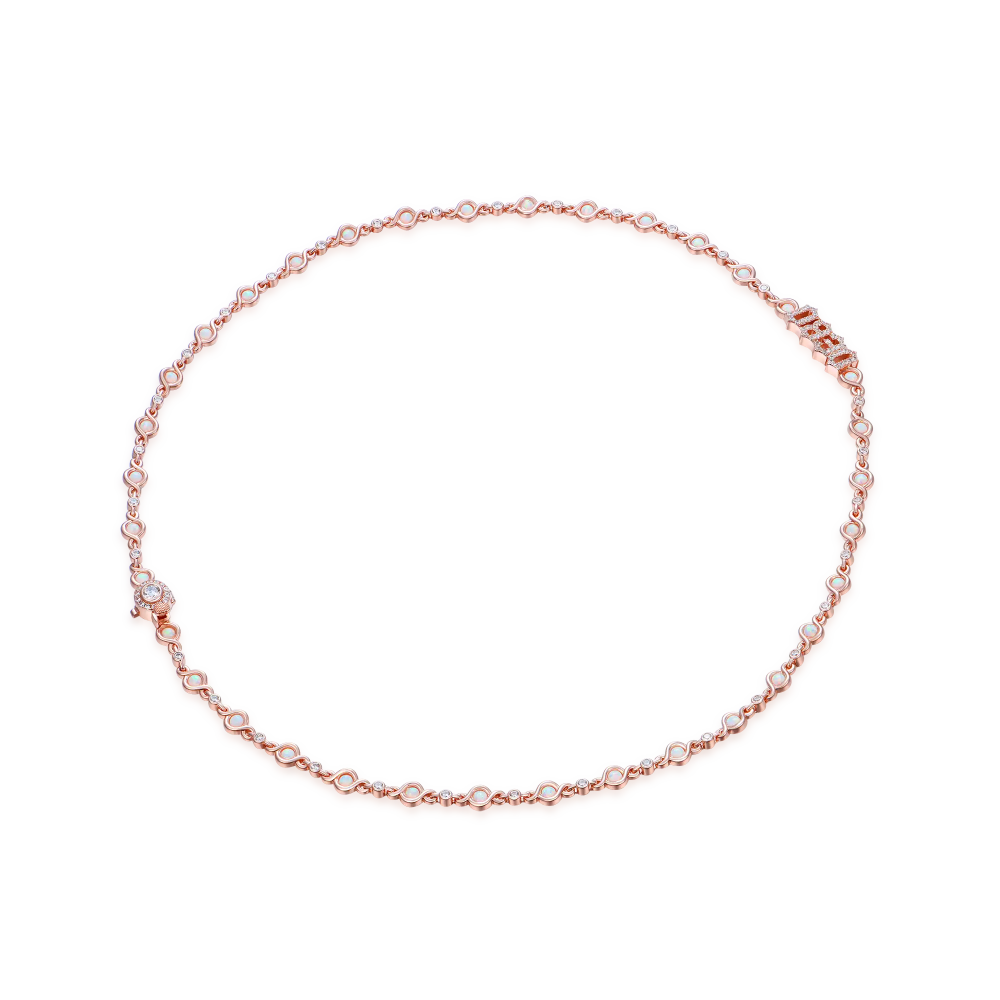 5MM Gothic Font Opal Custom Necklace - Image 9