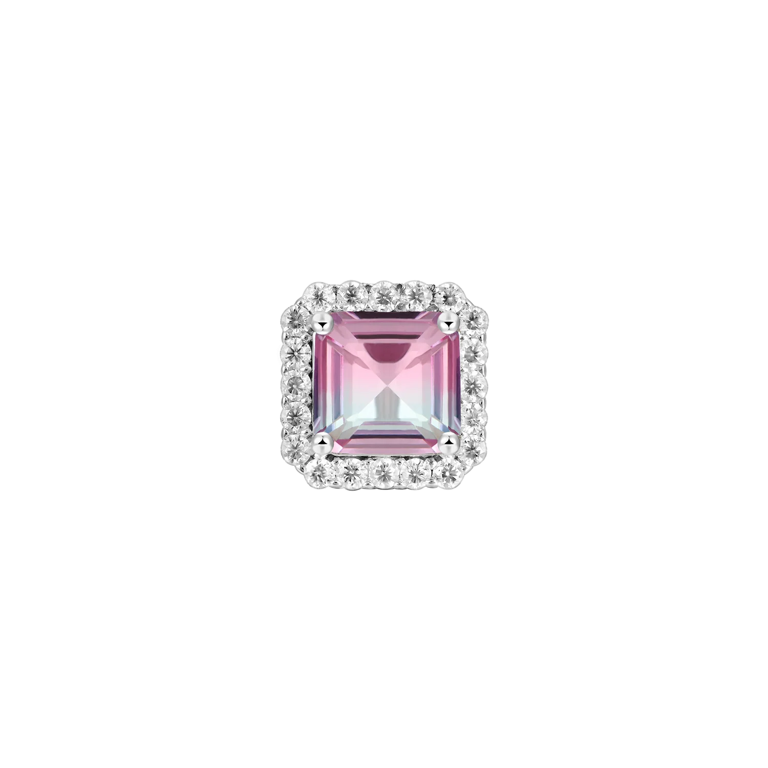 S925 Emerald-Cut Gradient Tourmaline Halo Stud Earring - Image 5