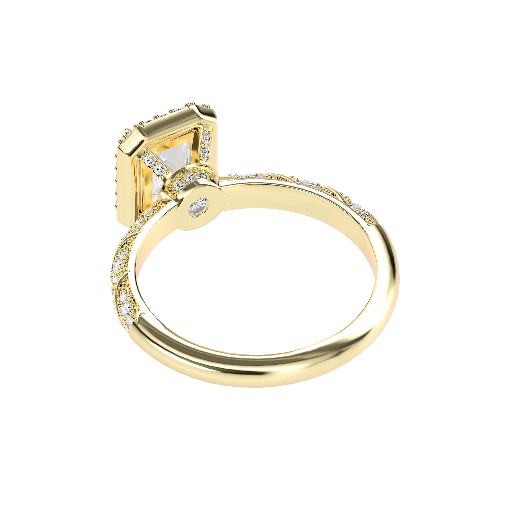 Emerald Cut Halo Diamond Rope Engagement Ring Custom - Image 3